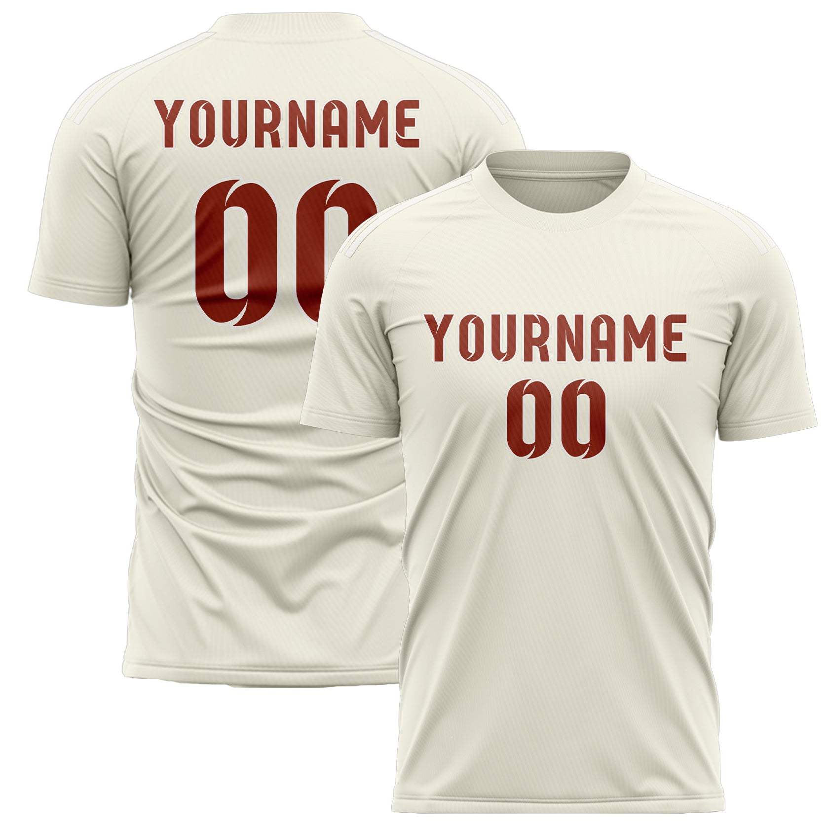 Custom Cream Coral Red Soccer Jersey