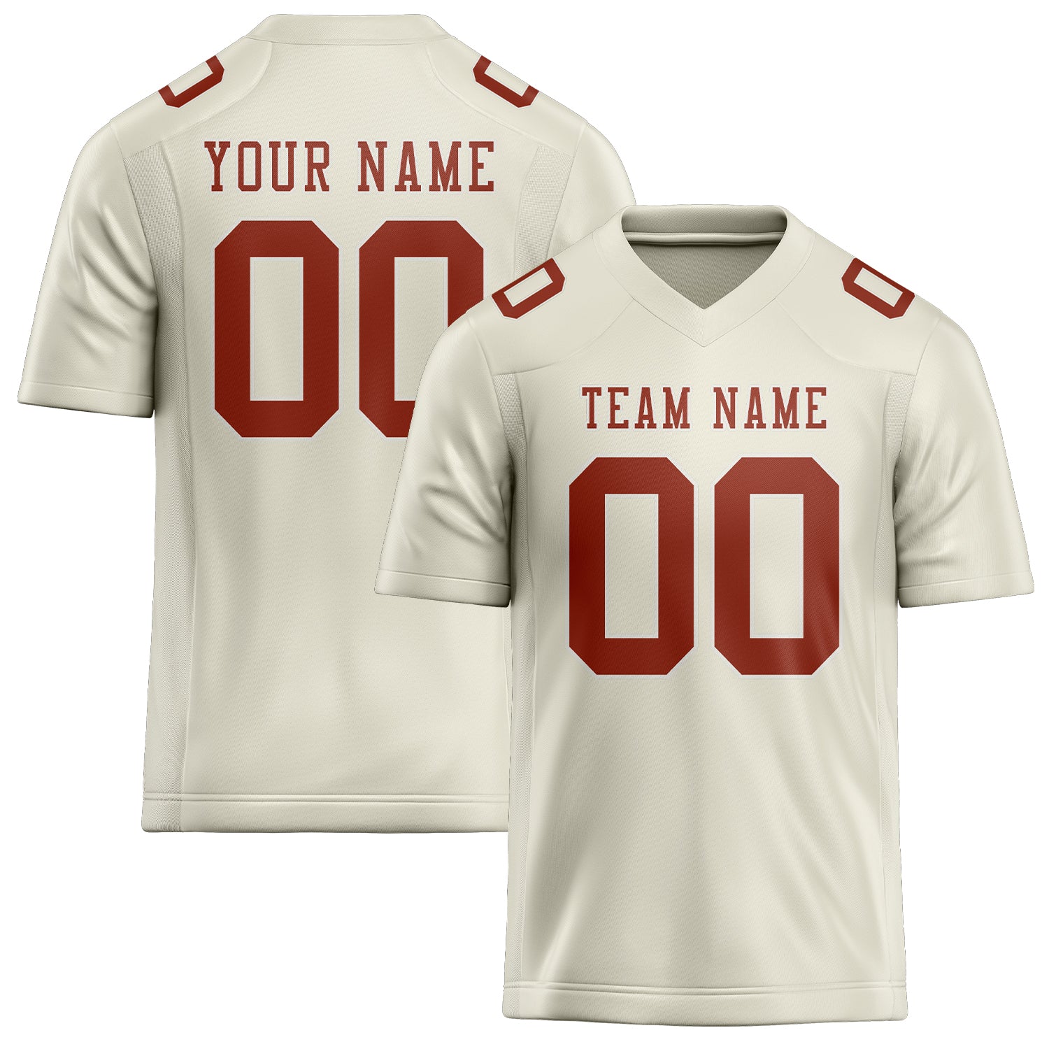 Custom Cream Coral Red Football Jersey