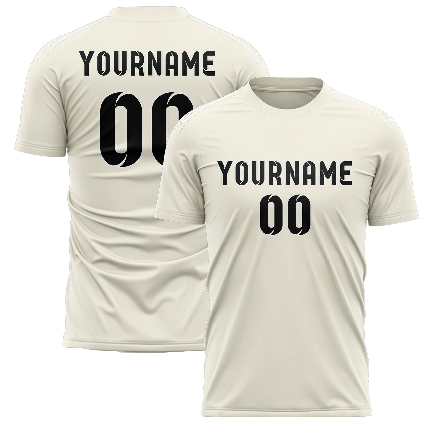 Custom Cream Black Soccer Jersey