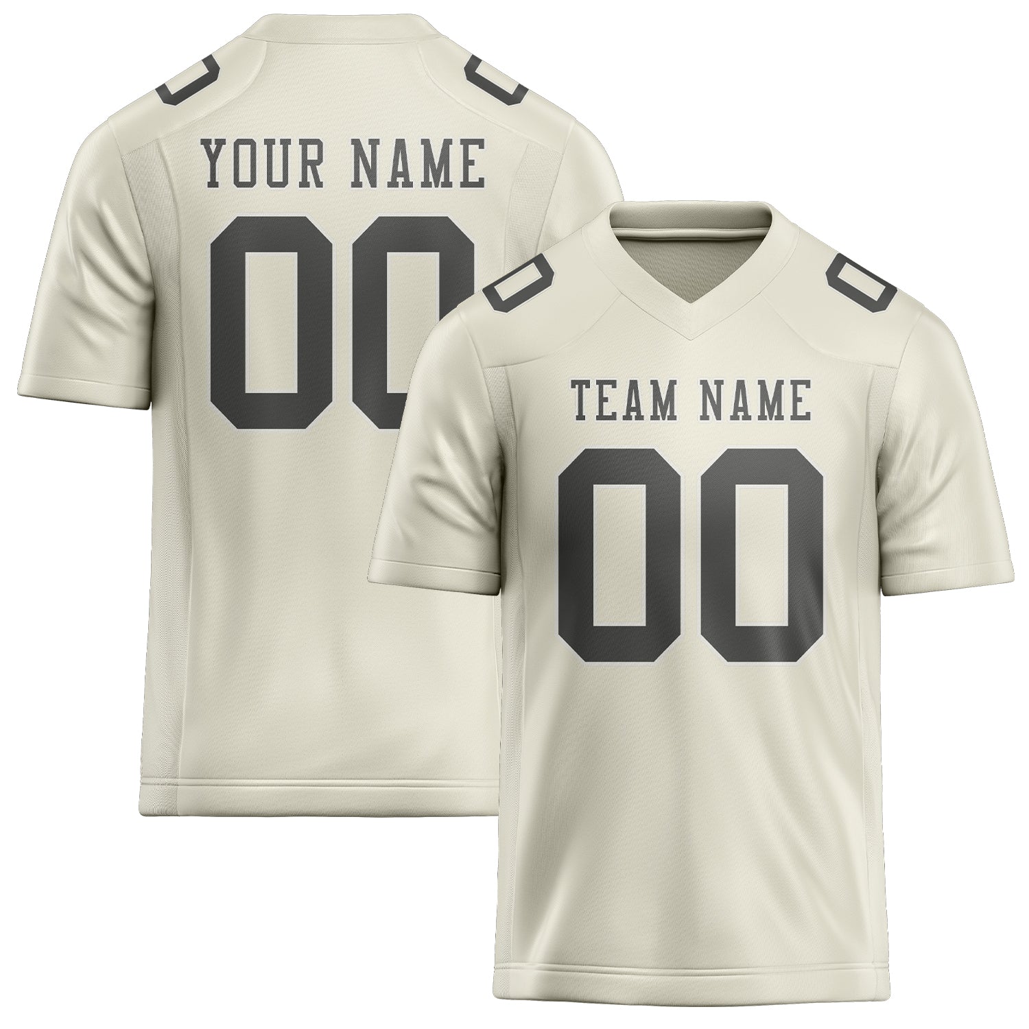 Custom Cream Dark Grey Football Jersey