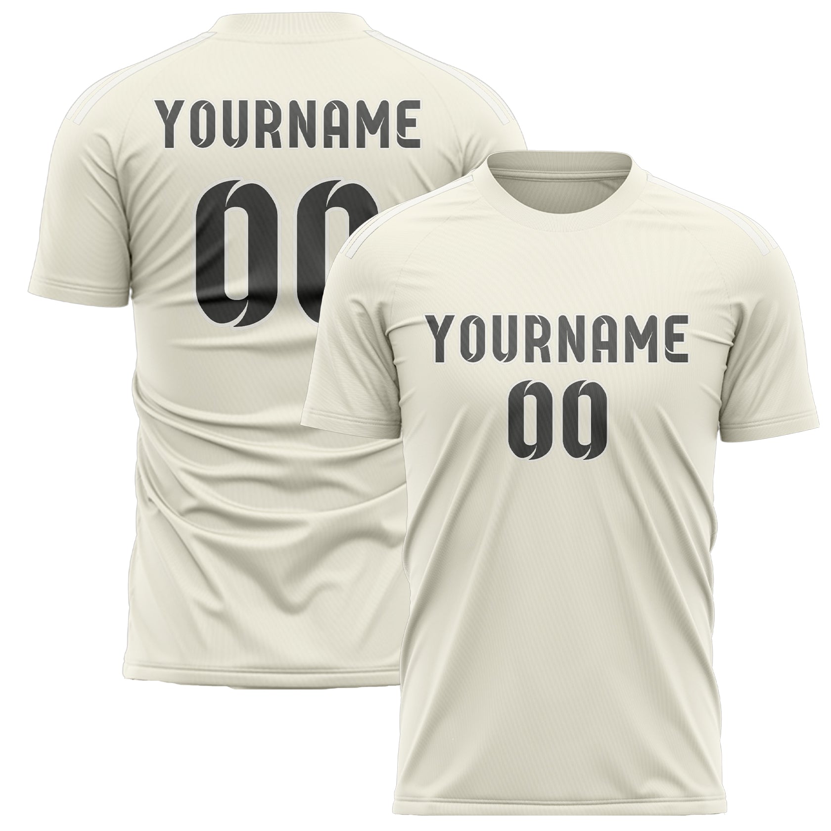 Custom Cream Dark Grey Soccer Jersey