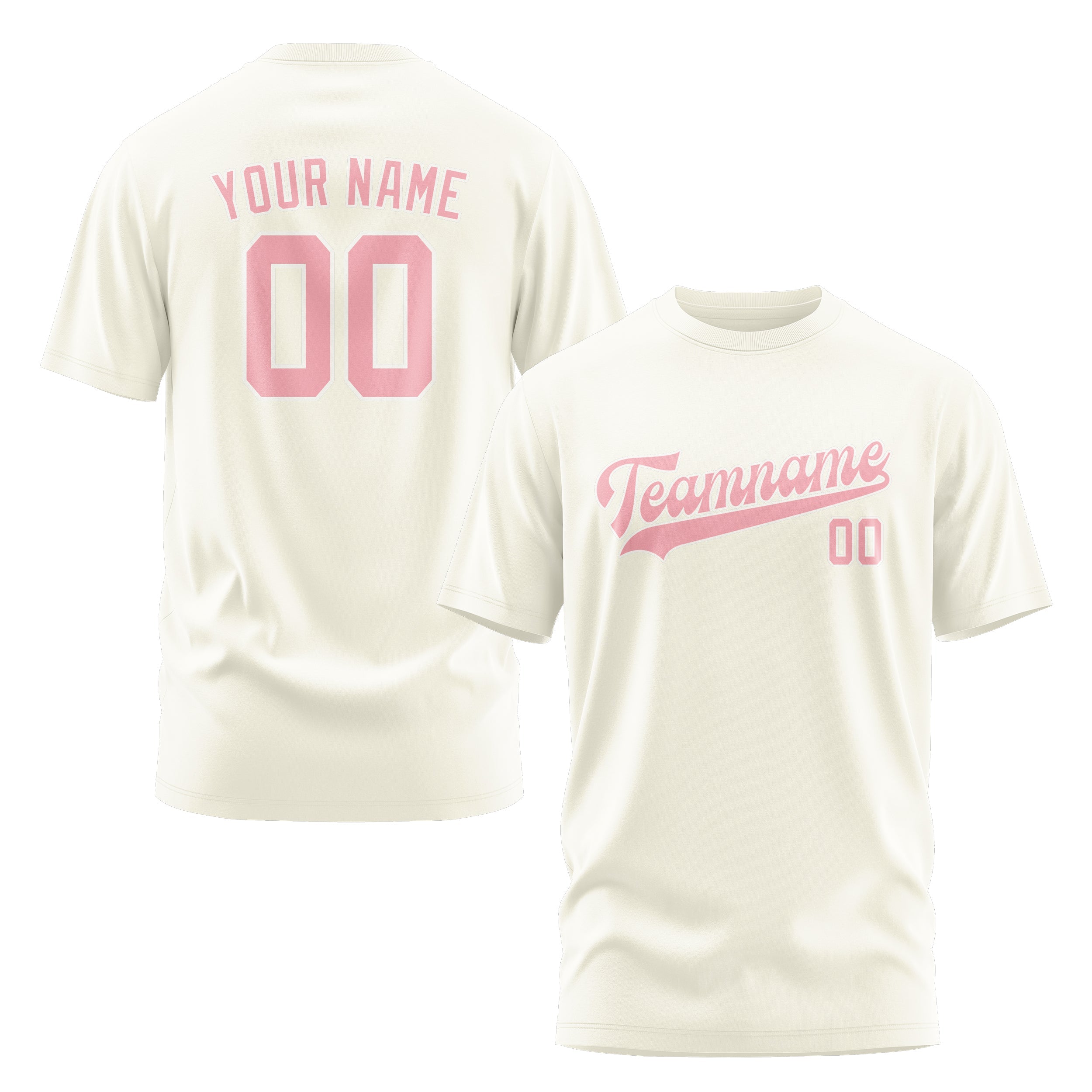 Custom Cream Light Pink T-Shirt