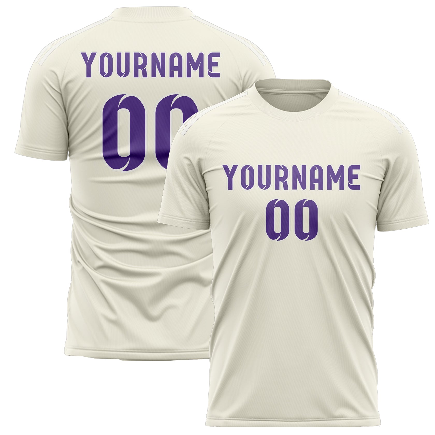 Custom Cream Light Purple Soccer Jersey
