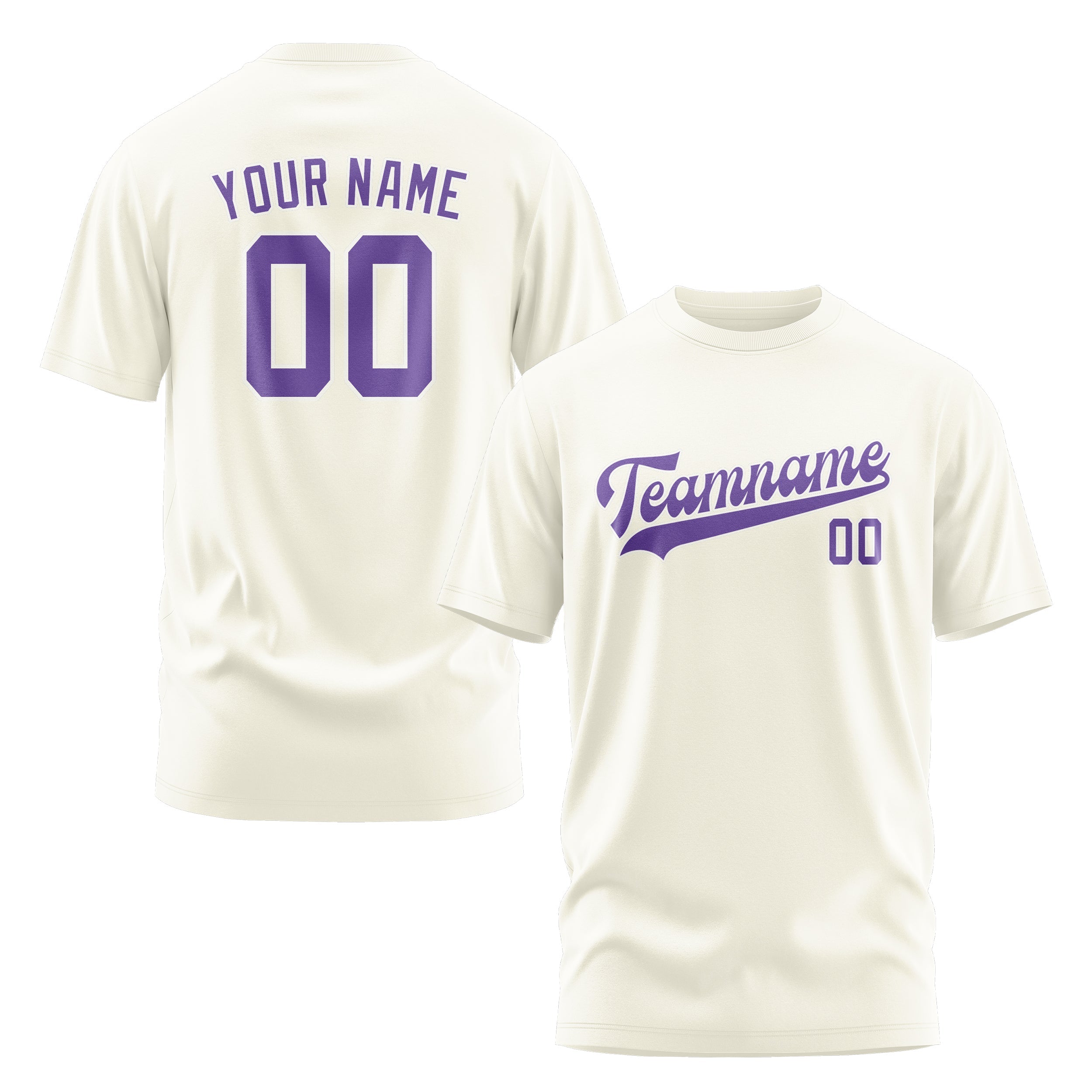 Custom Cream Light Purple T-Shirt