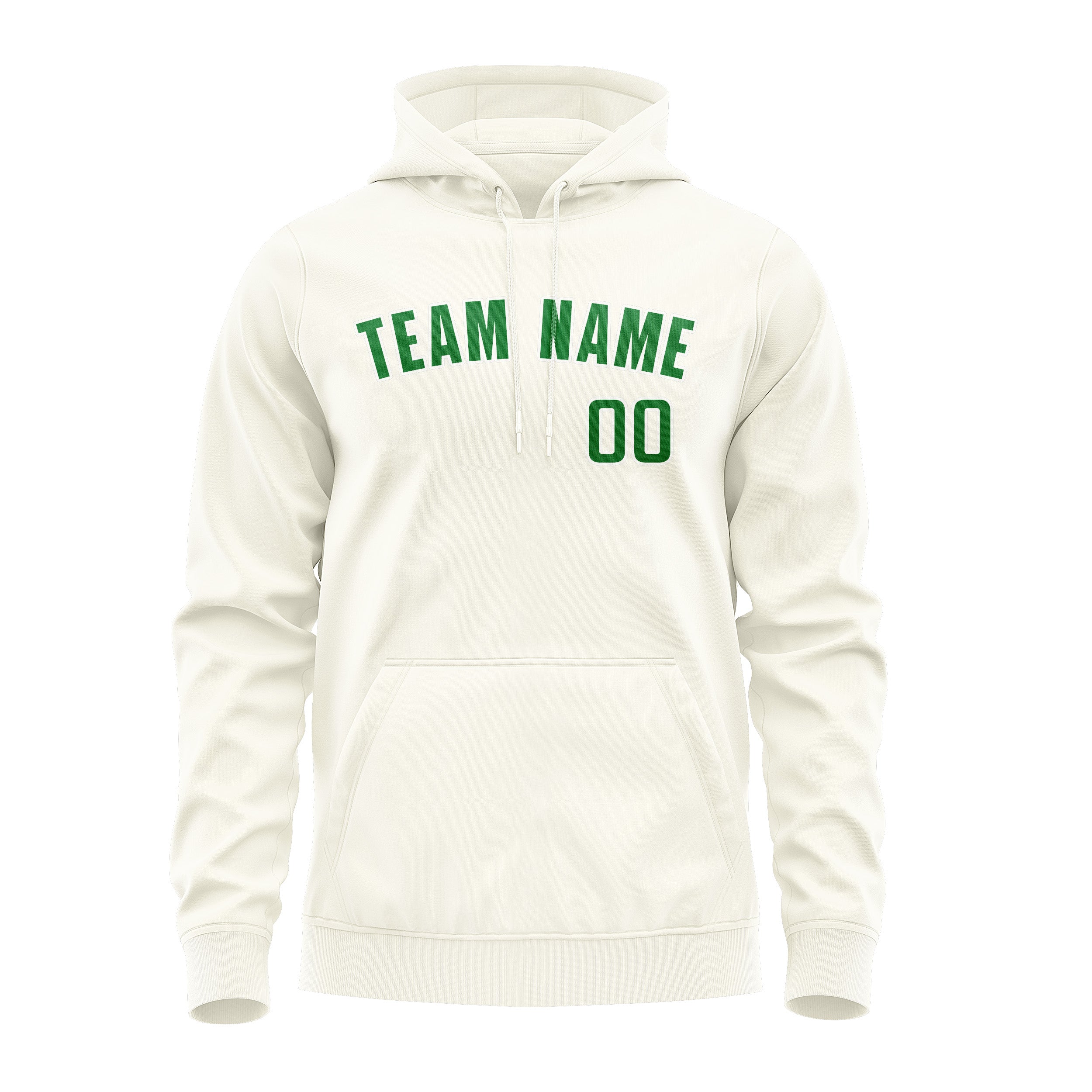 Custom Cream Emerald Green Hoodie