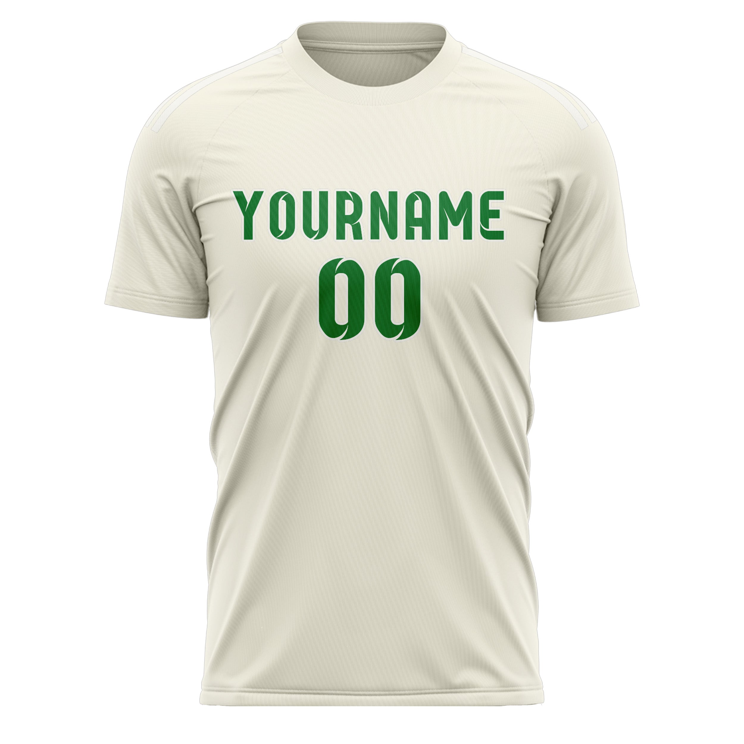 Custom Cream Emerald Green Soccer Jersey