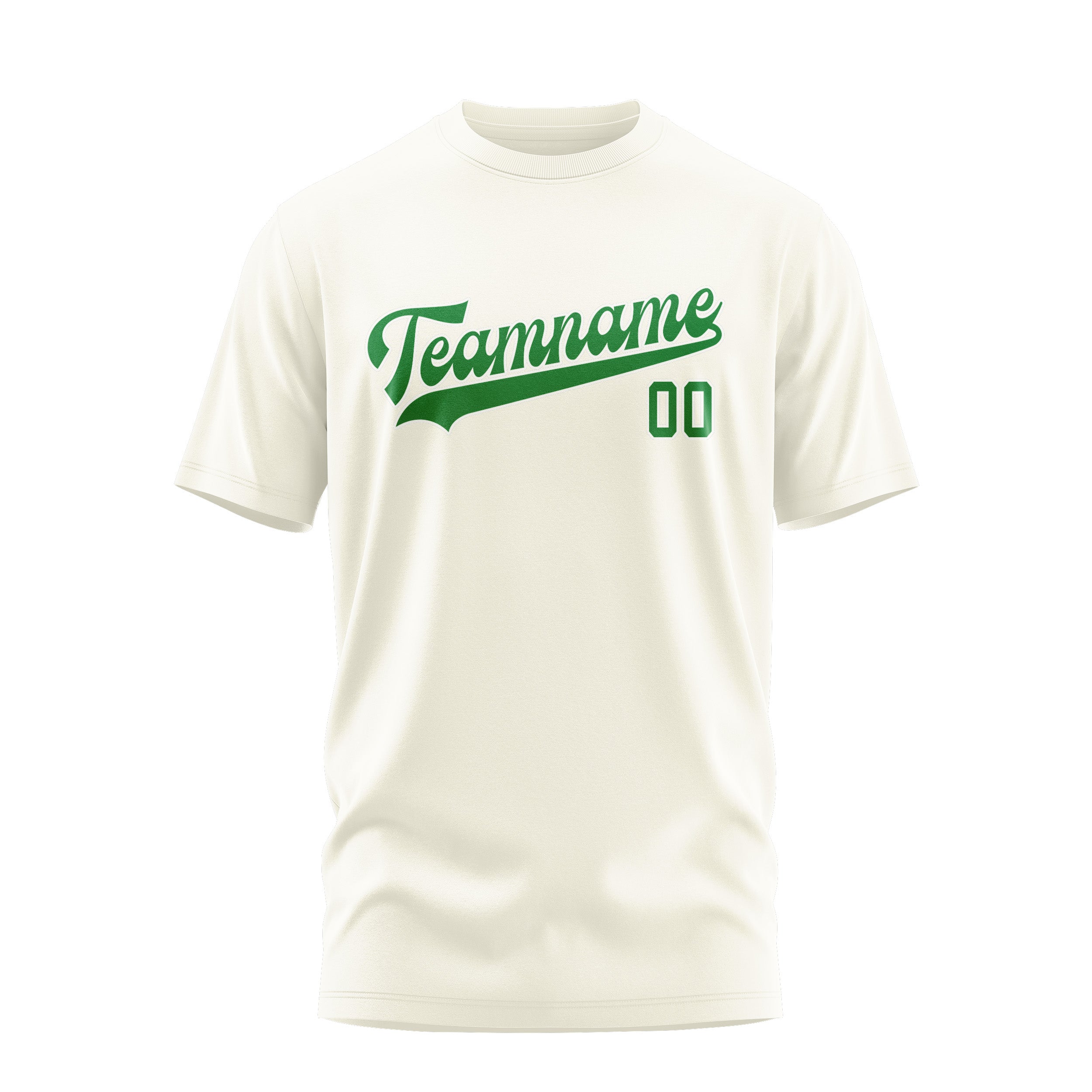Custom Cream Emerald Green T-Shirt