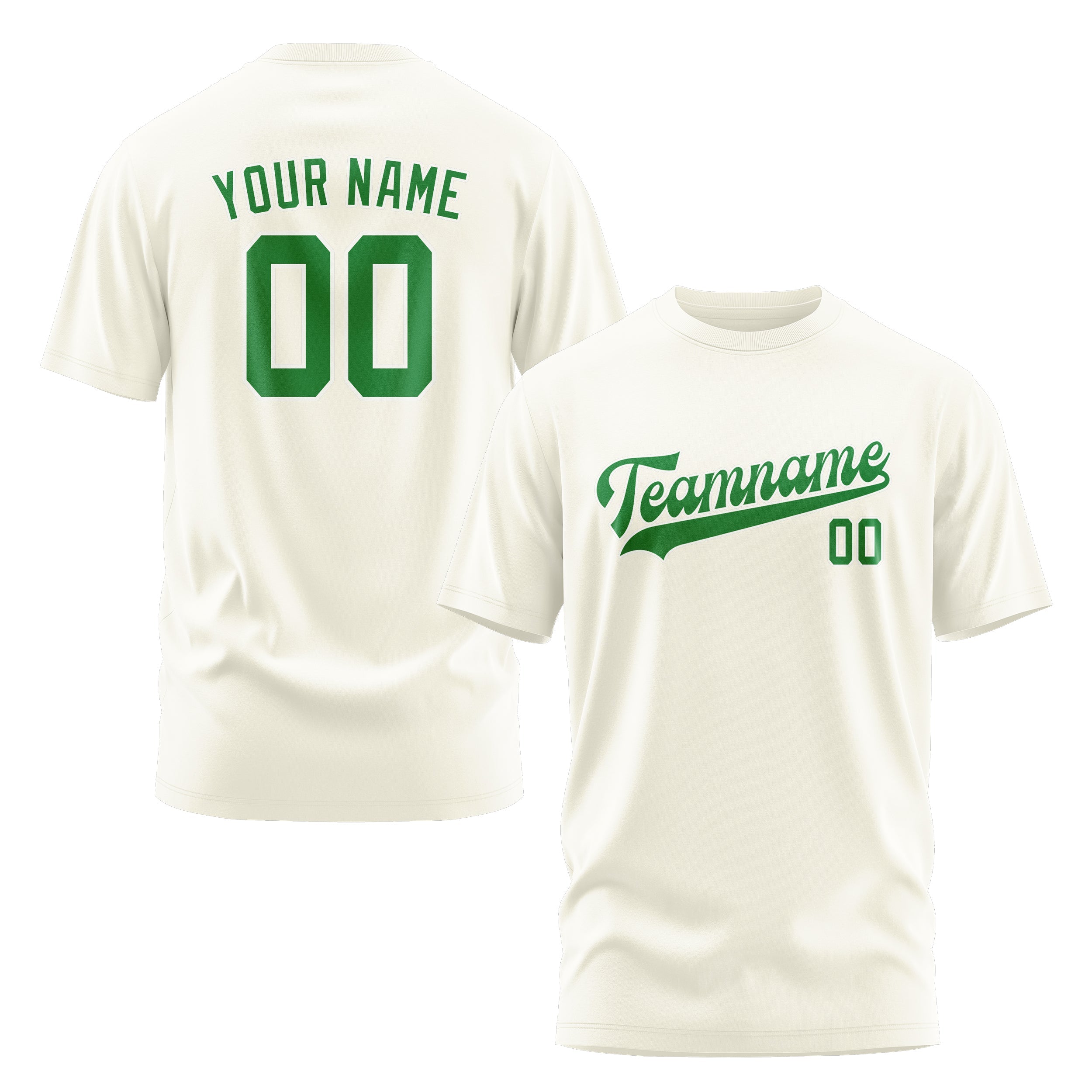 Custom Cream Emerald Green T-Shirt