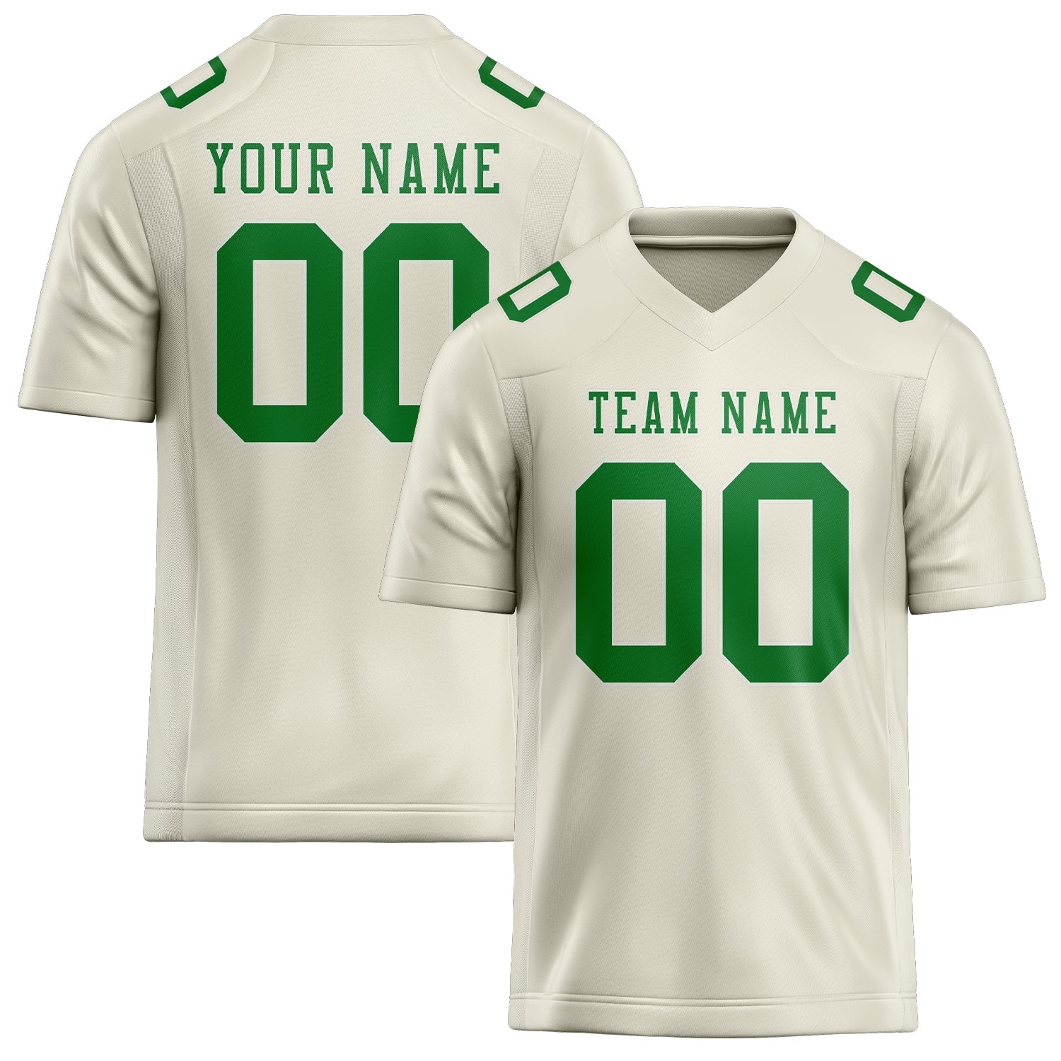 Custom Cream Emerald Green Football Jersey