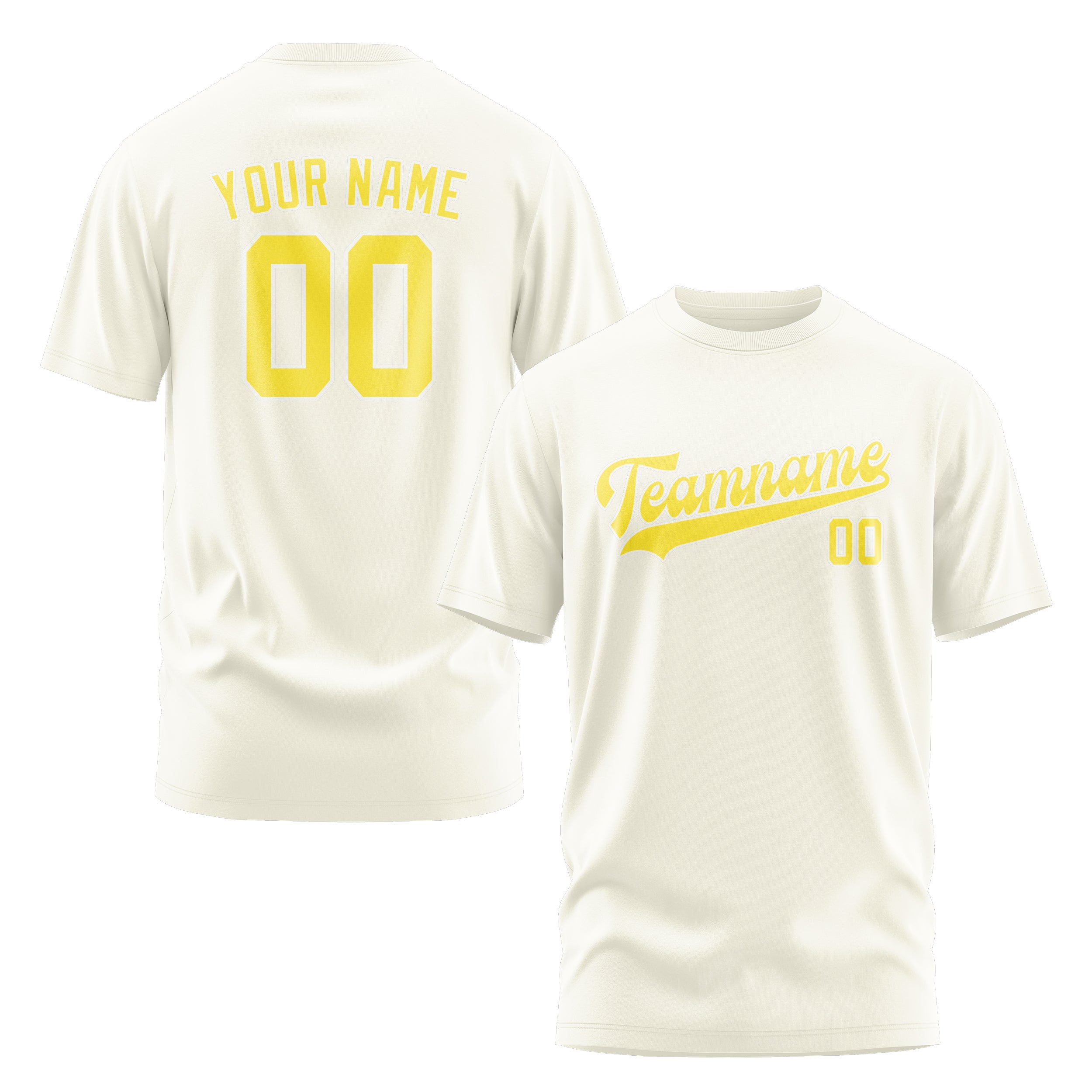 Custom Cream Light Yellow T-Shirt