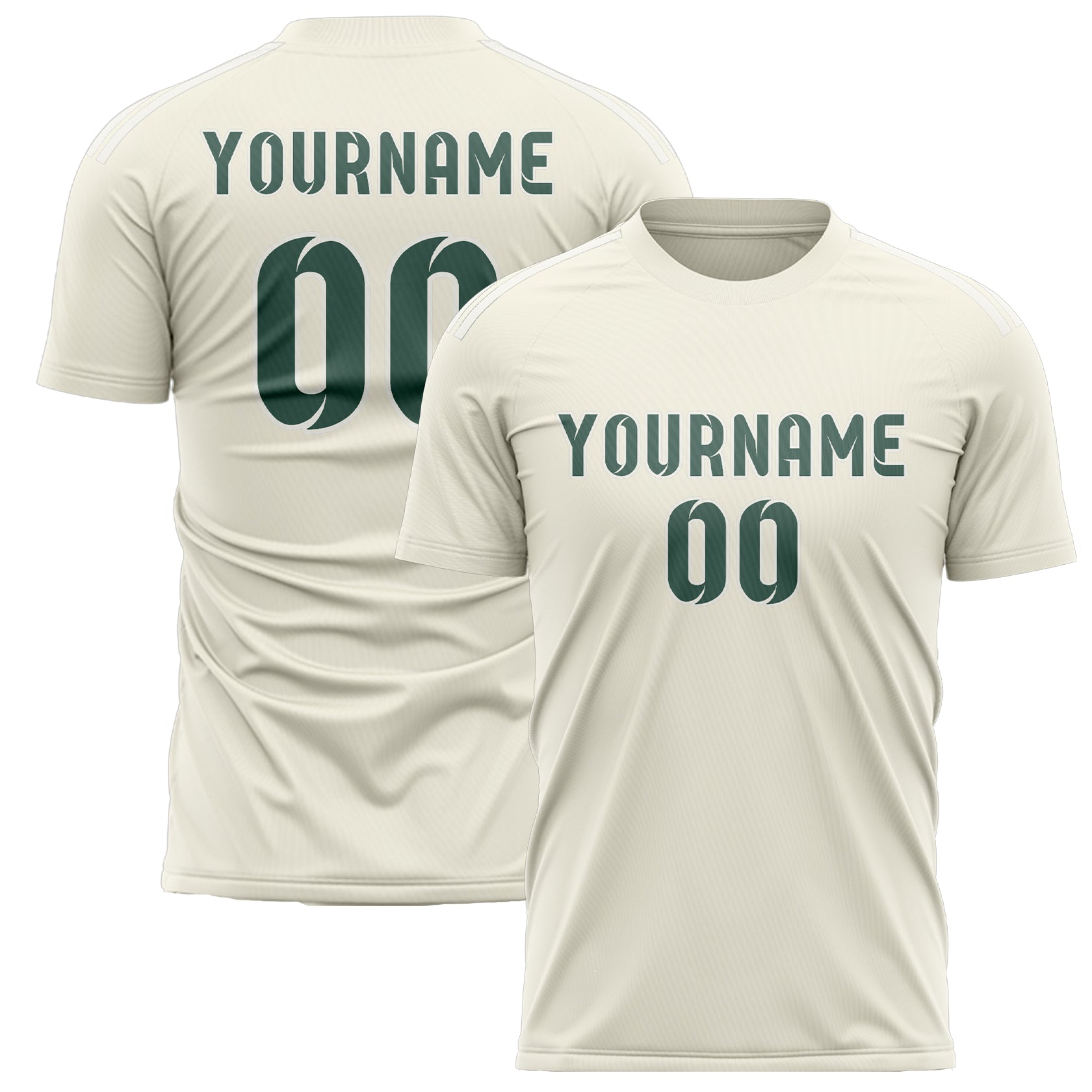 Custom Cream Blue Green Soccer Jersey
