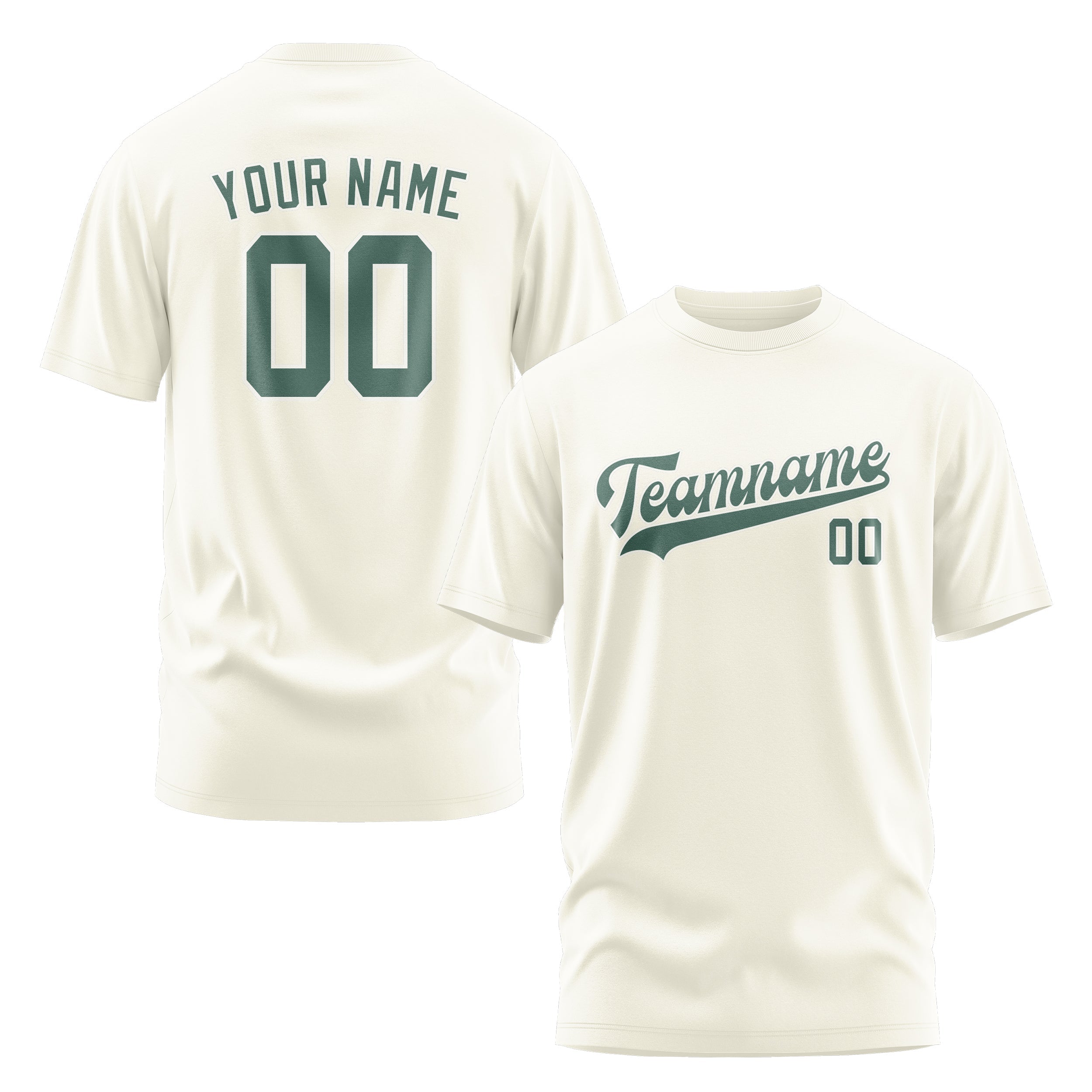 Custom Cream Blue Green T-Shirt