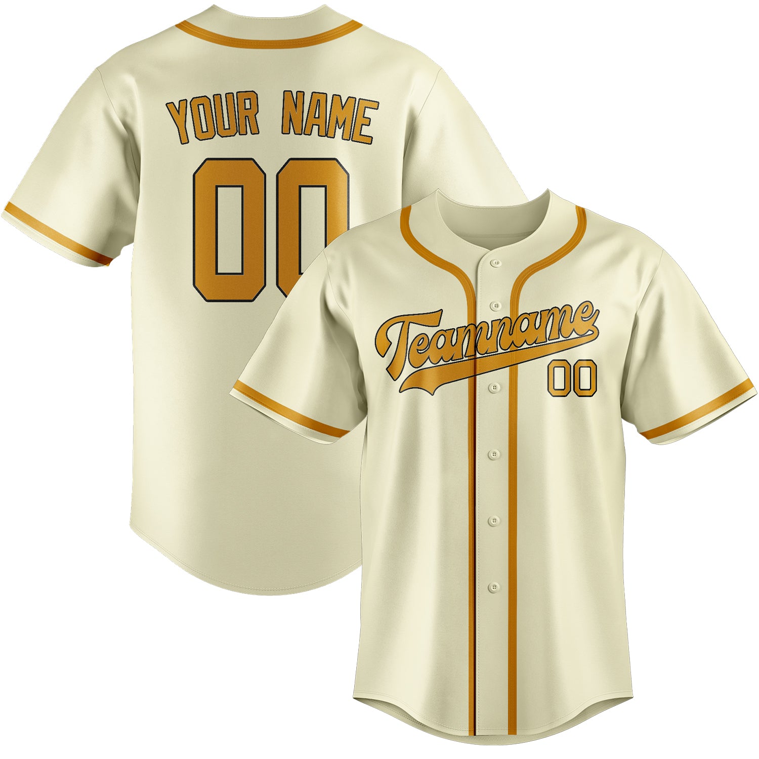 Custom Cream Yellow Baseball Jersey