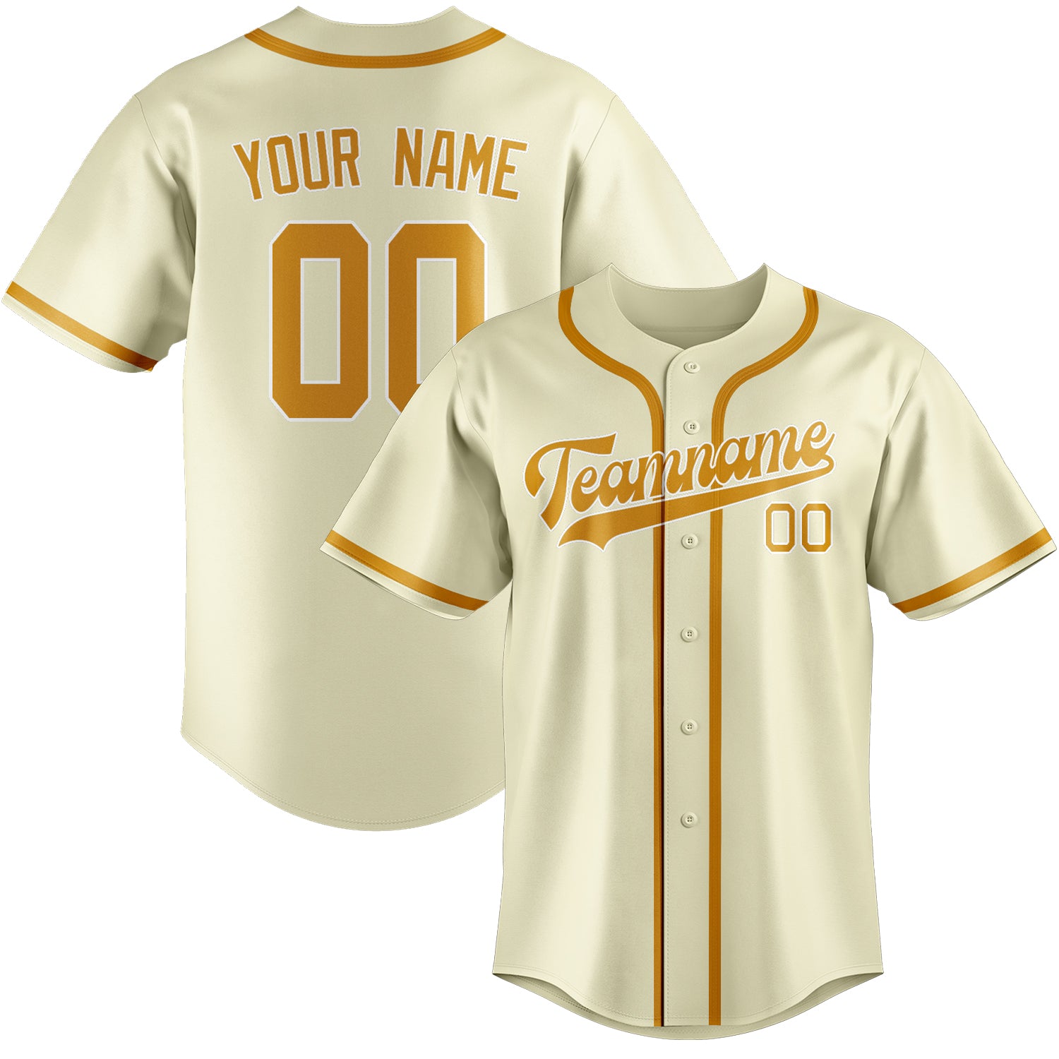 Custom Cream Yellow Baseball Jersey