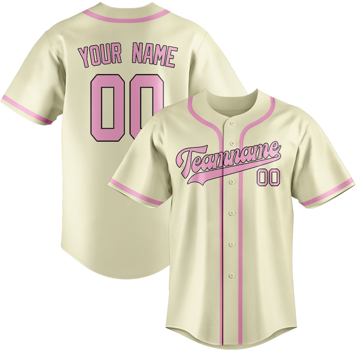 Custom Cream Light Pink Baseball Jersey