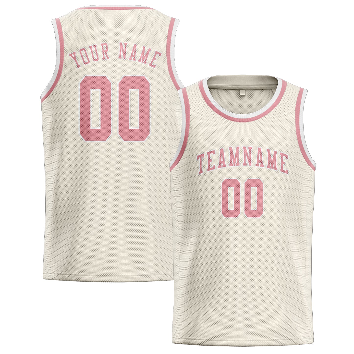 Custom Cream Light Pink Basketball Jersey