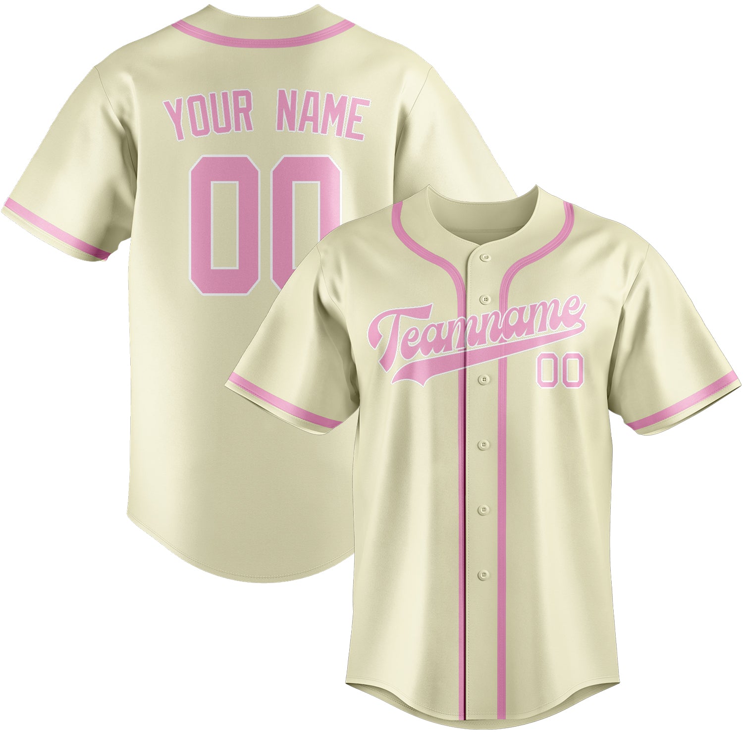 Custom Cream Light Pink Baseball Jersey