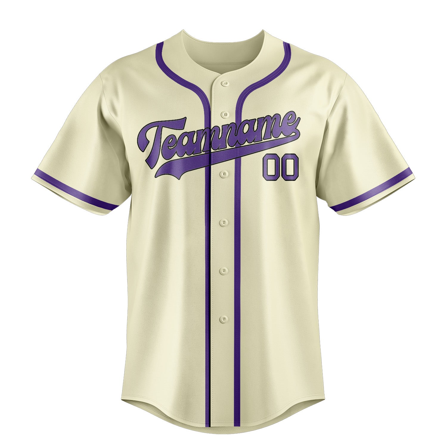 Custom Cream Light Purple Baseball Jersey