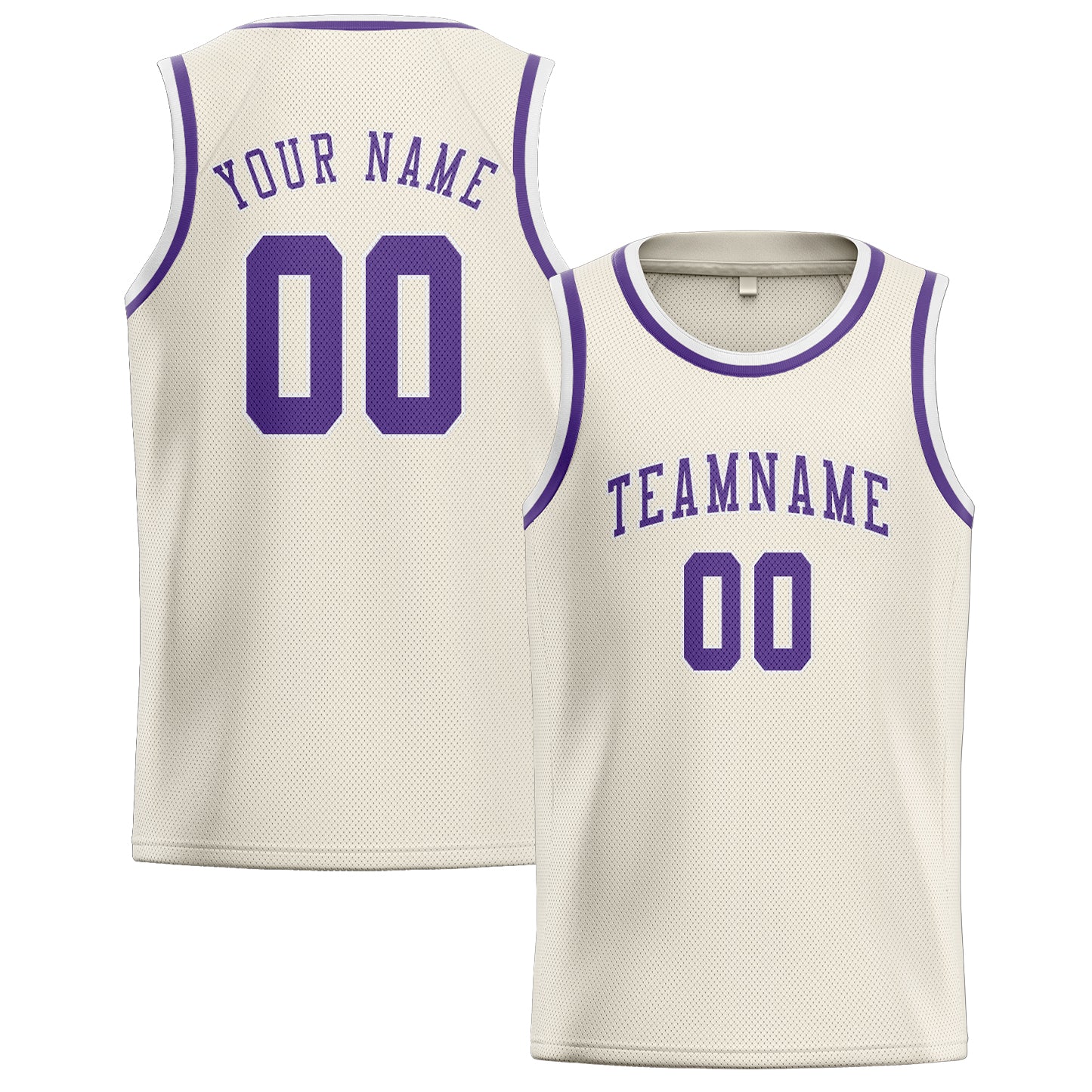 Custom Cream Light Purple Basketball Jersey