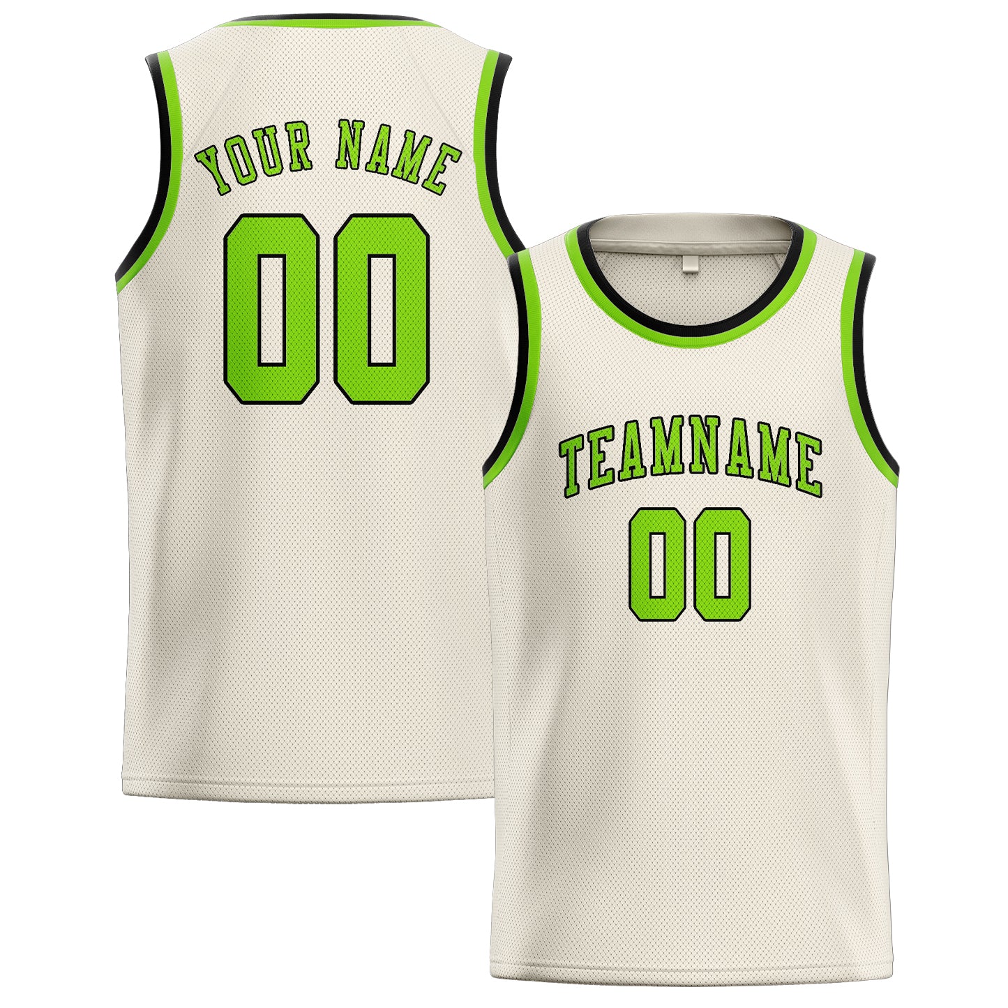 Custom Cream Emerald Green Basketball Jersey