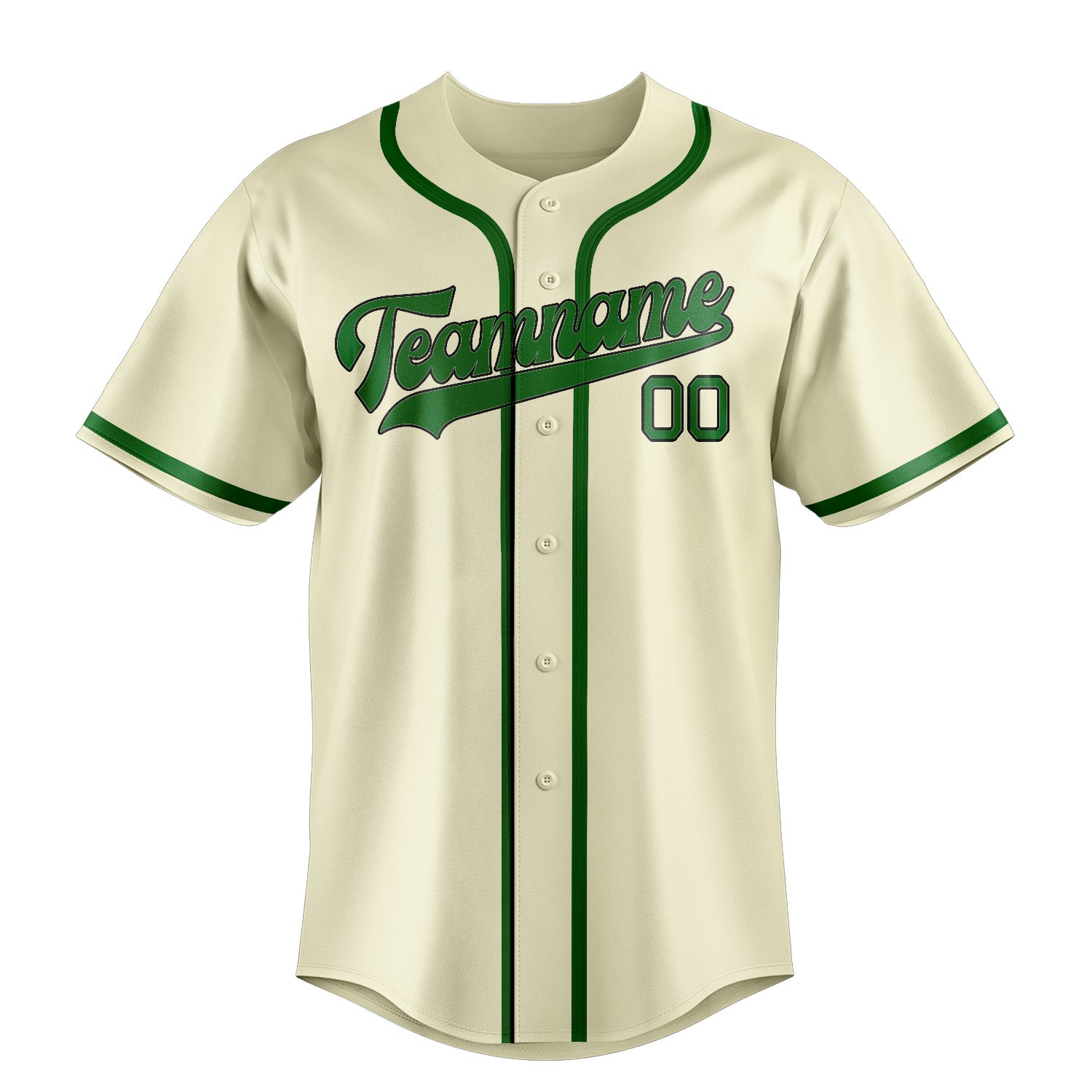 Custom Cream Emerald Green Baseball Jersey