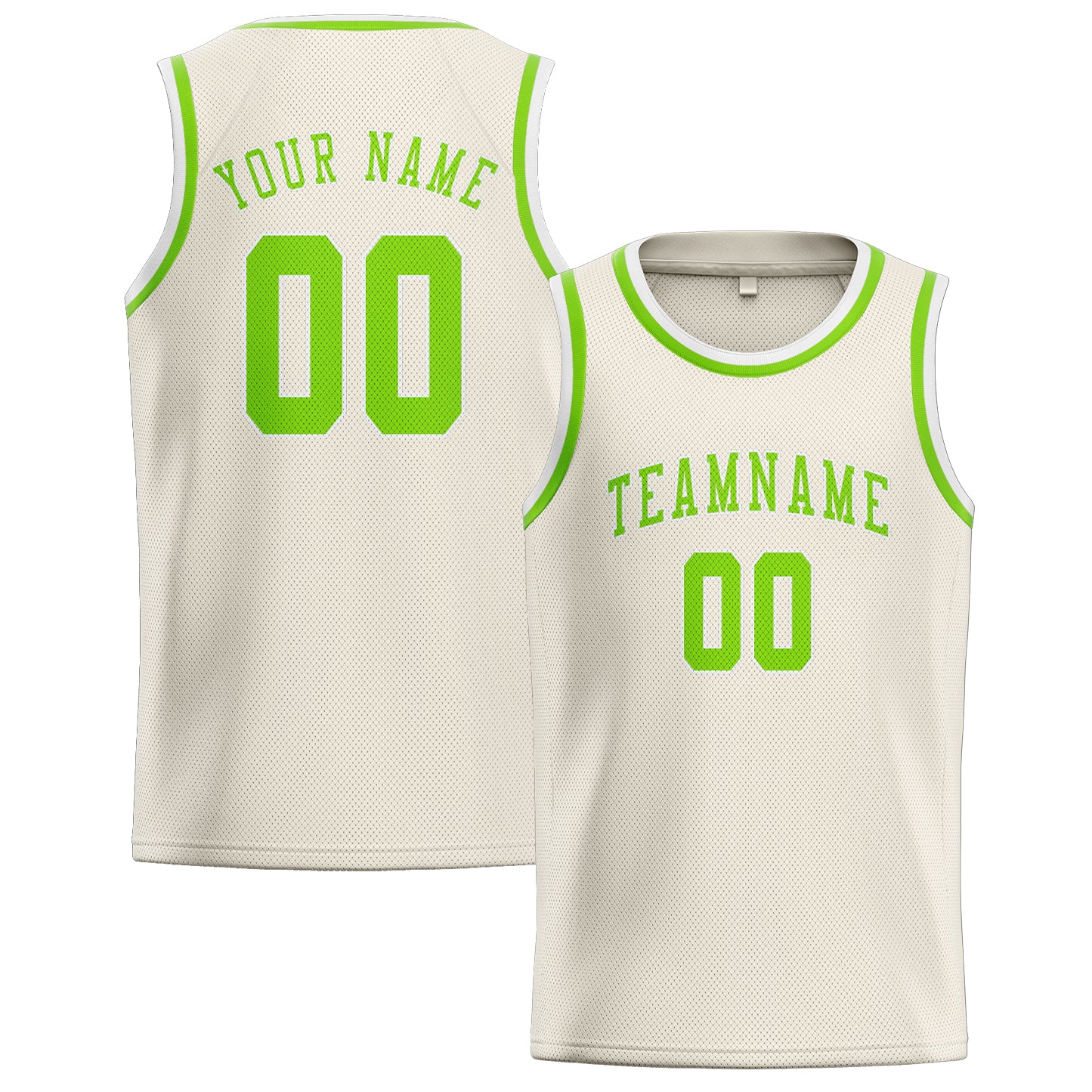 Custom Cream Emerald Green Basketball Jersey