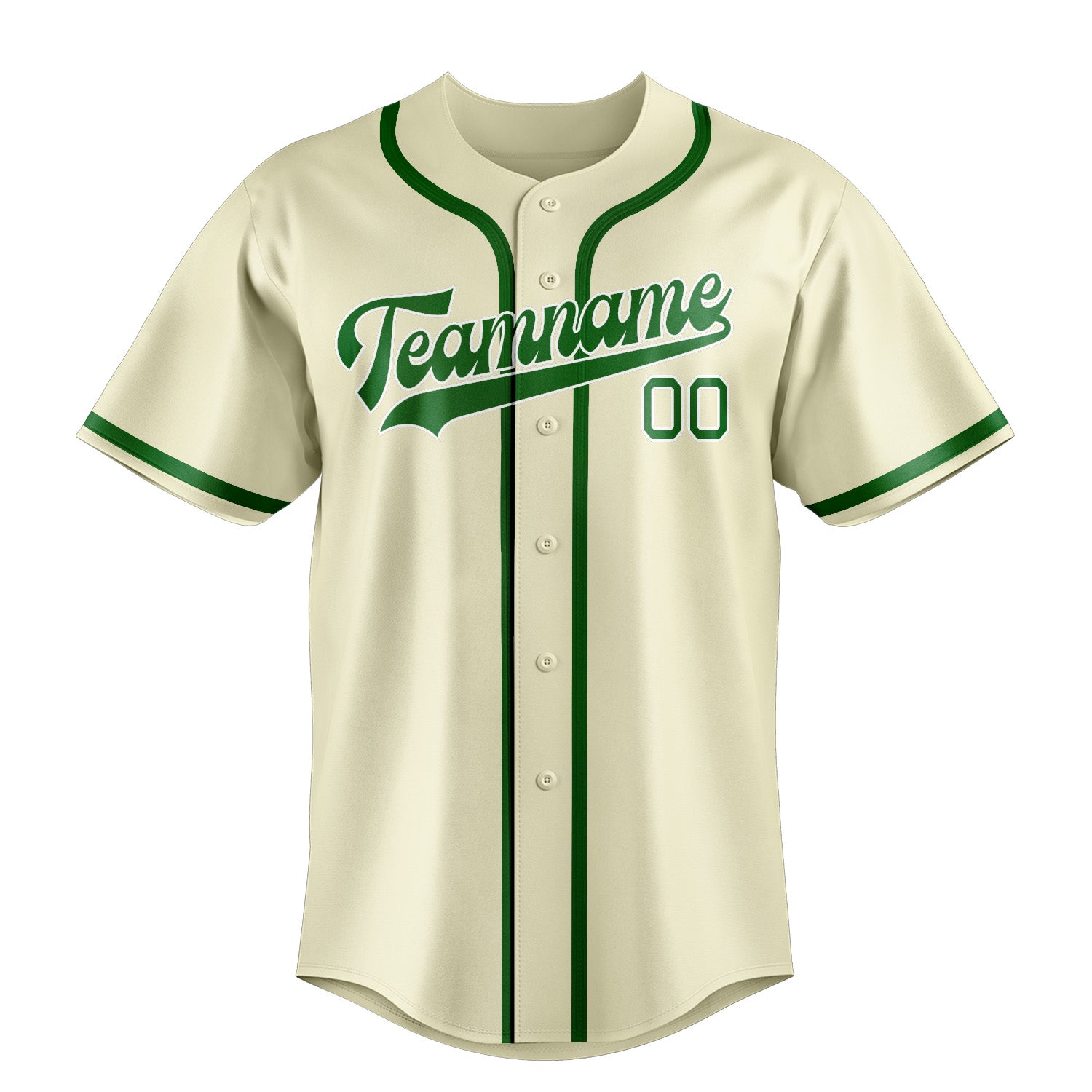 Custom Cream Emerald Green Baseball Jersey