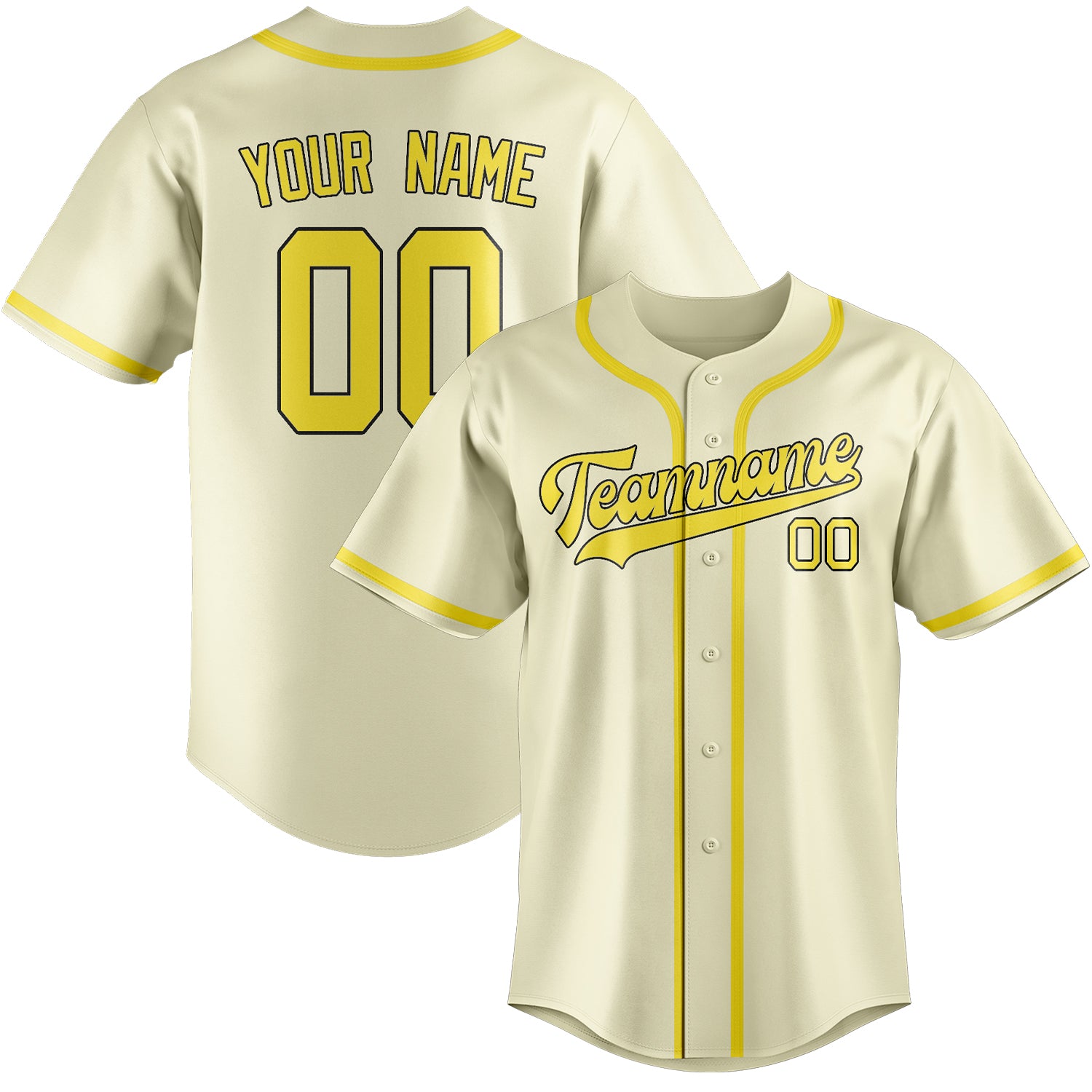 Custom Cream Light Yellow Baseball Jersey