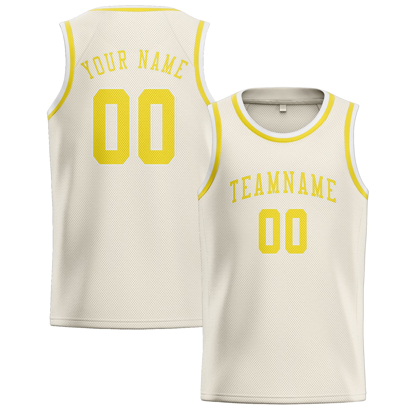 Custom Cream Light Yellow Basketball Jersey