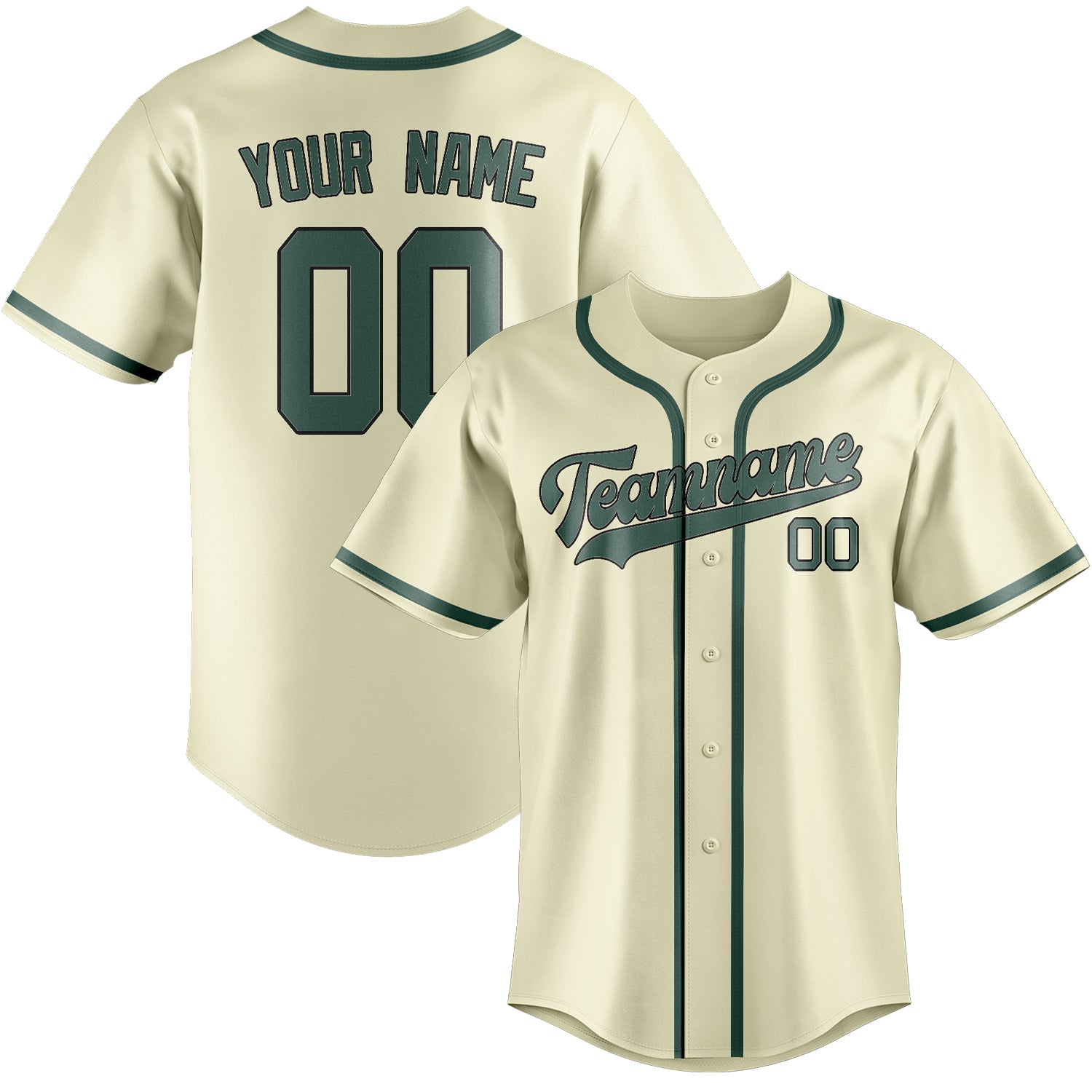 Custom Cream Blue Green Baseball Jersey