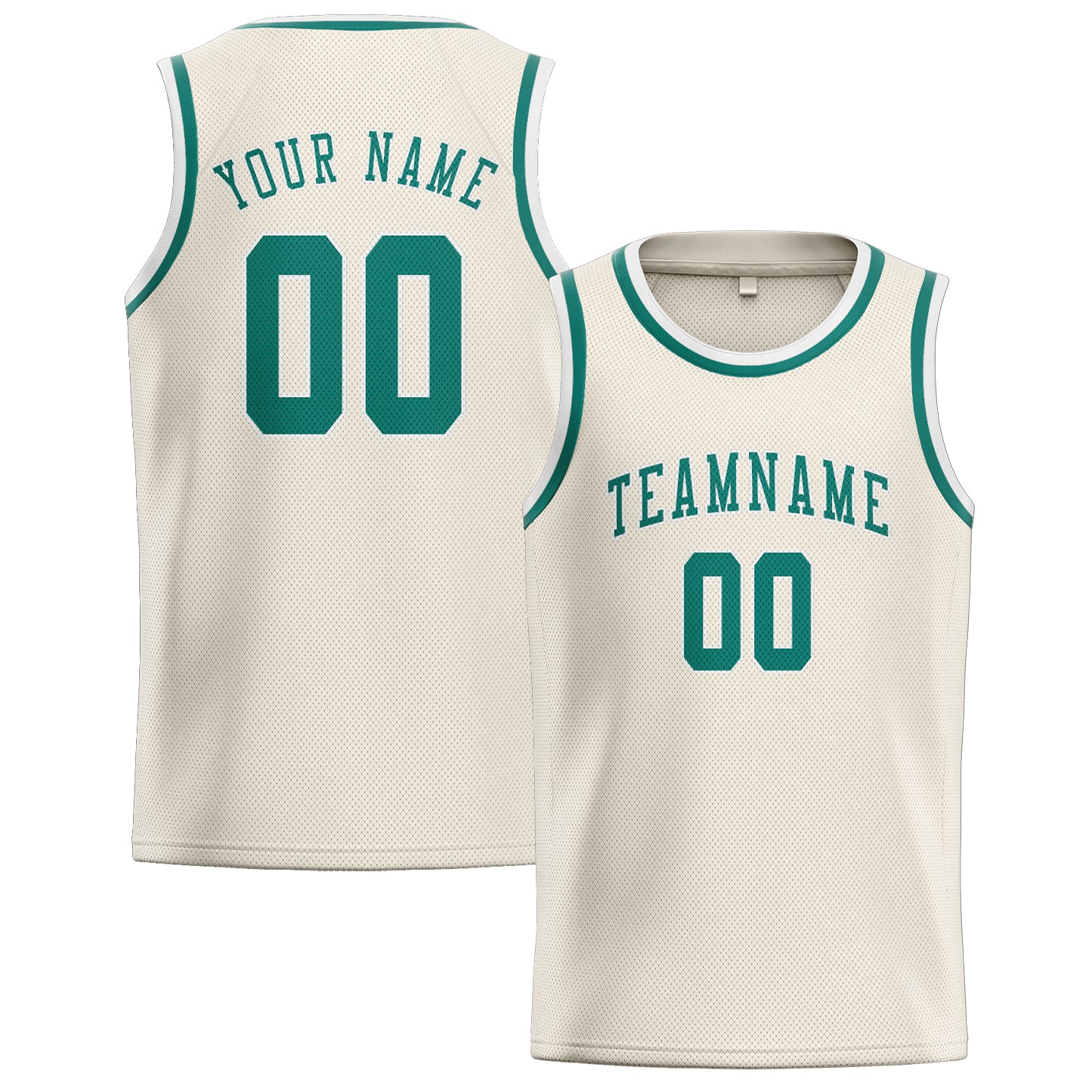 Custom Cream Blue Green Basketball Jersey