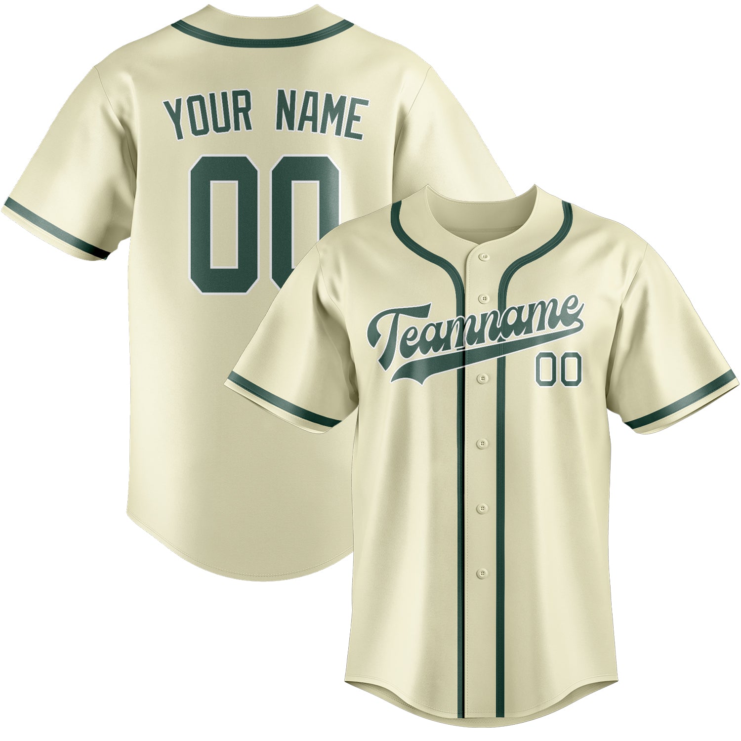 Custom Cream Blue Green Baseball Jersey
