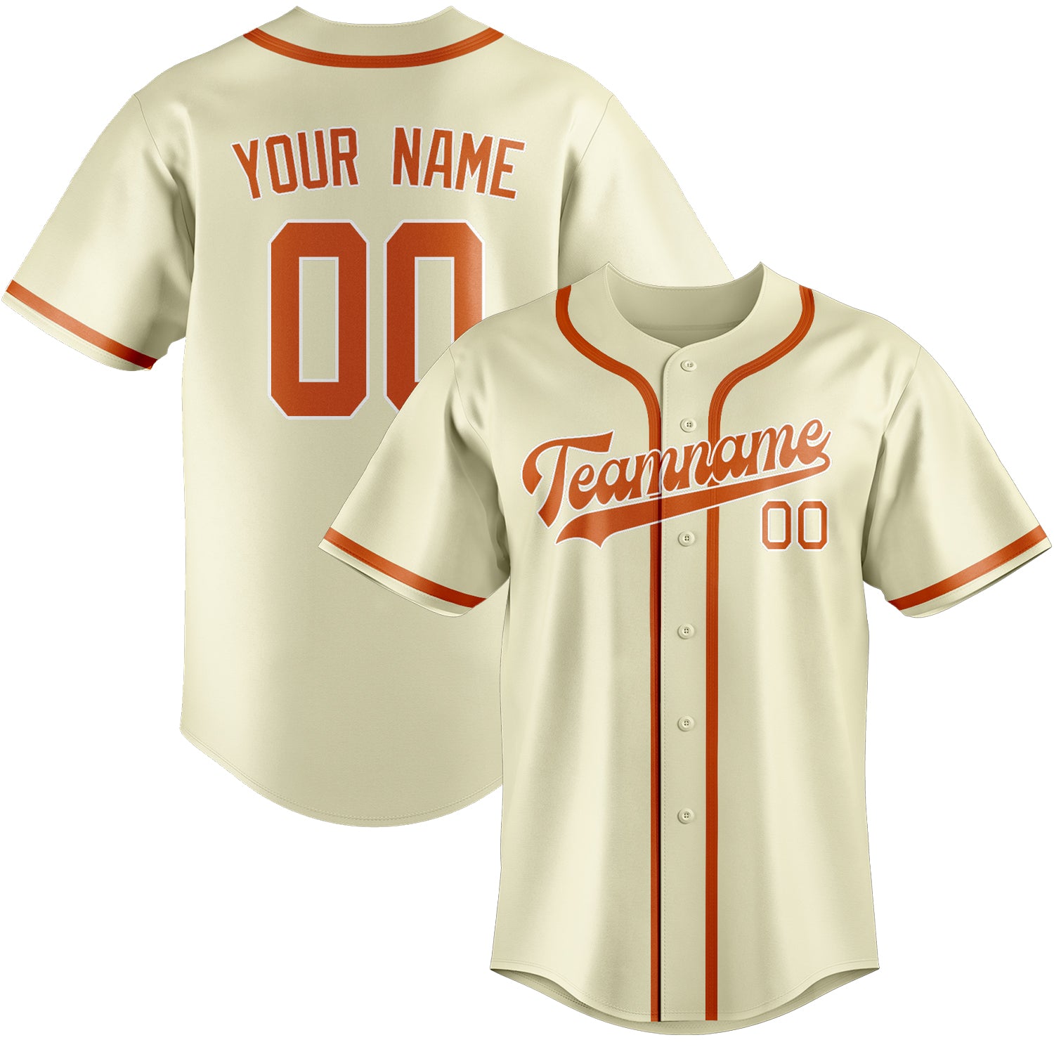Custom Cream Orange Baseball Jersey