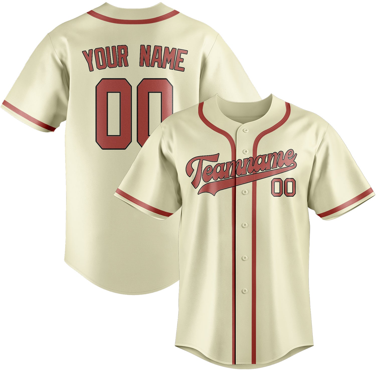 Custom Cream Copper Rose Baseball Jersey