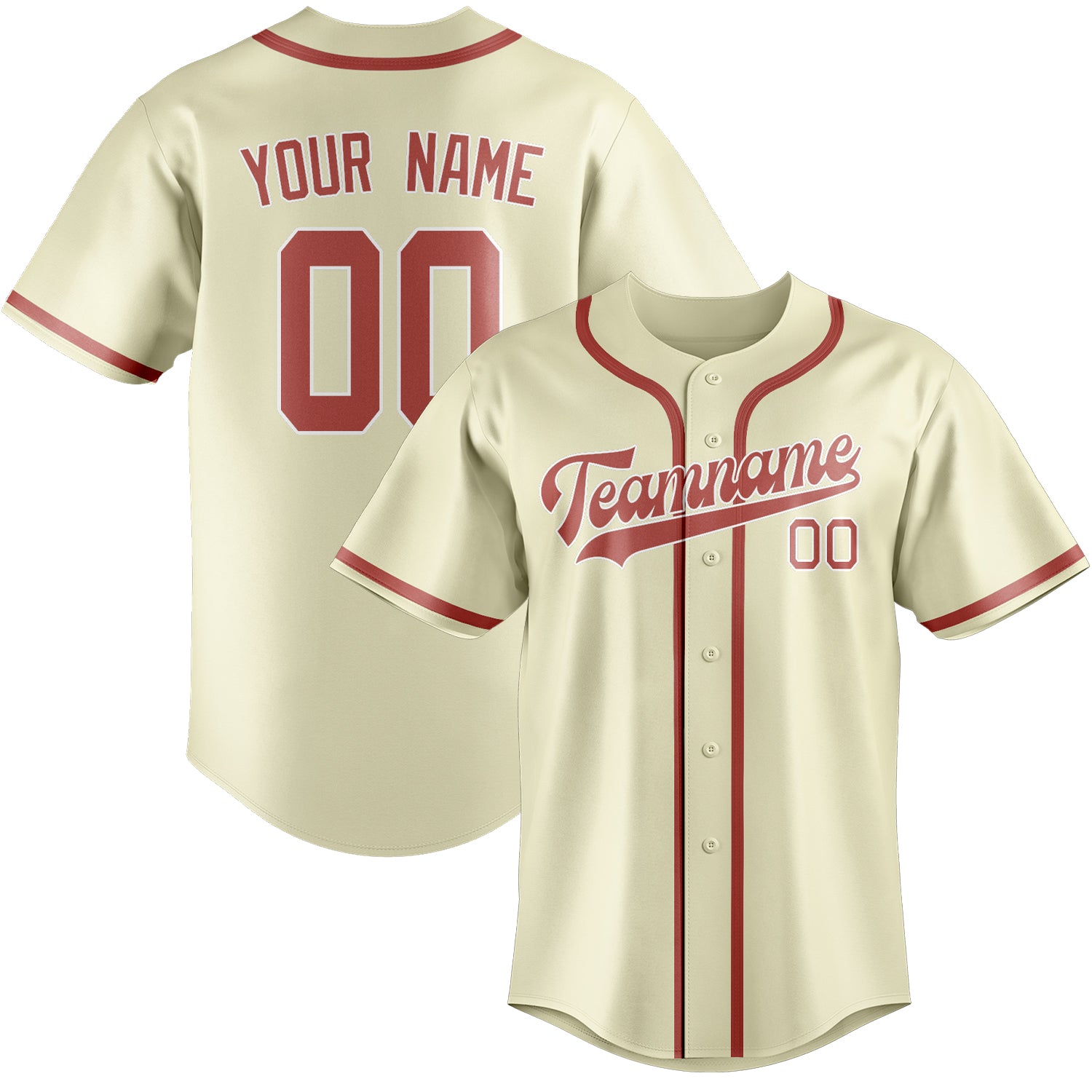 Custom Cream Copper Rose Baseball Jersey