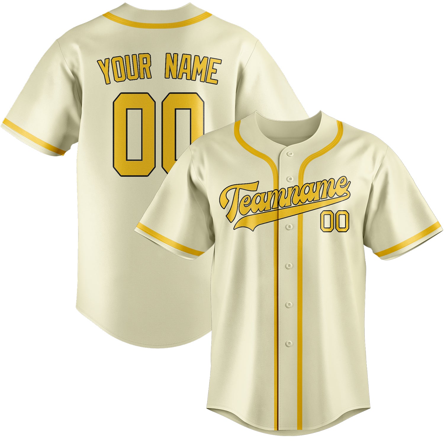 Custom Cream Gold Baseball Jersey