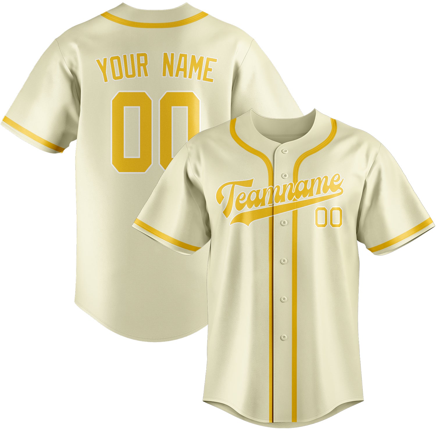 Custom Cream Gold Baseball Jersey