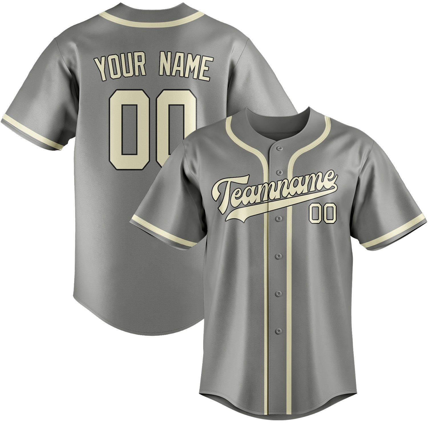 Custom Gray Cream Baseball Jersey