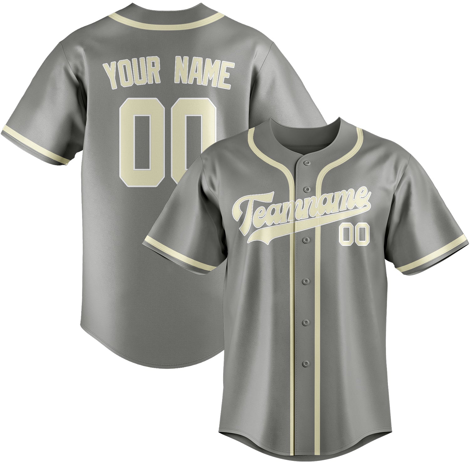 Custom Gray Cream Baseball Jersey