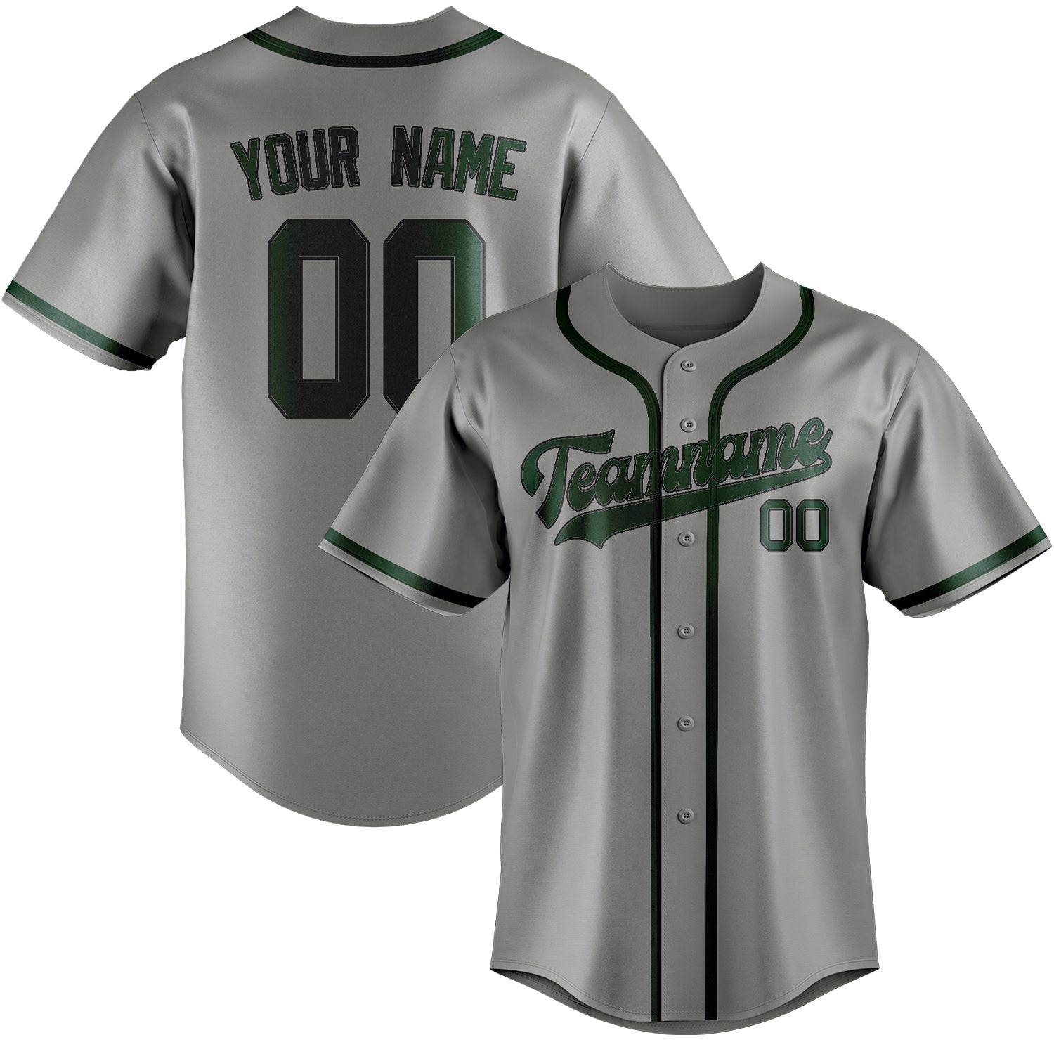 Custom Gray Green Baseball Jersey