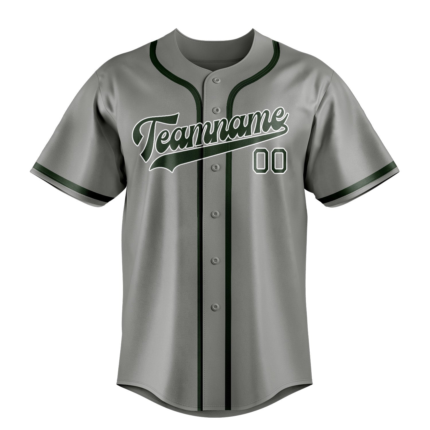 Custom Gray Dark Green Baseball Jersey