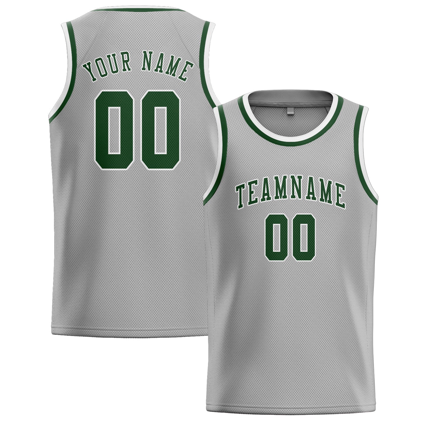 Custom Gray Dark Green Basketball Jersey