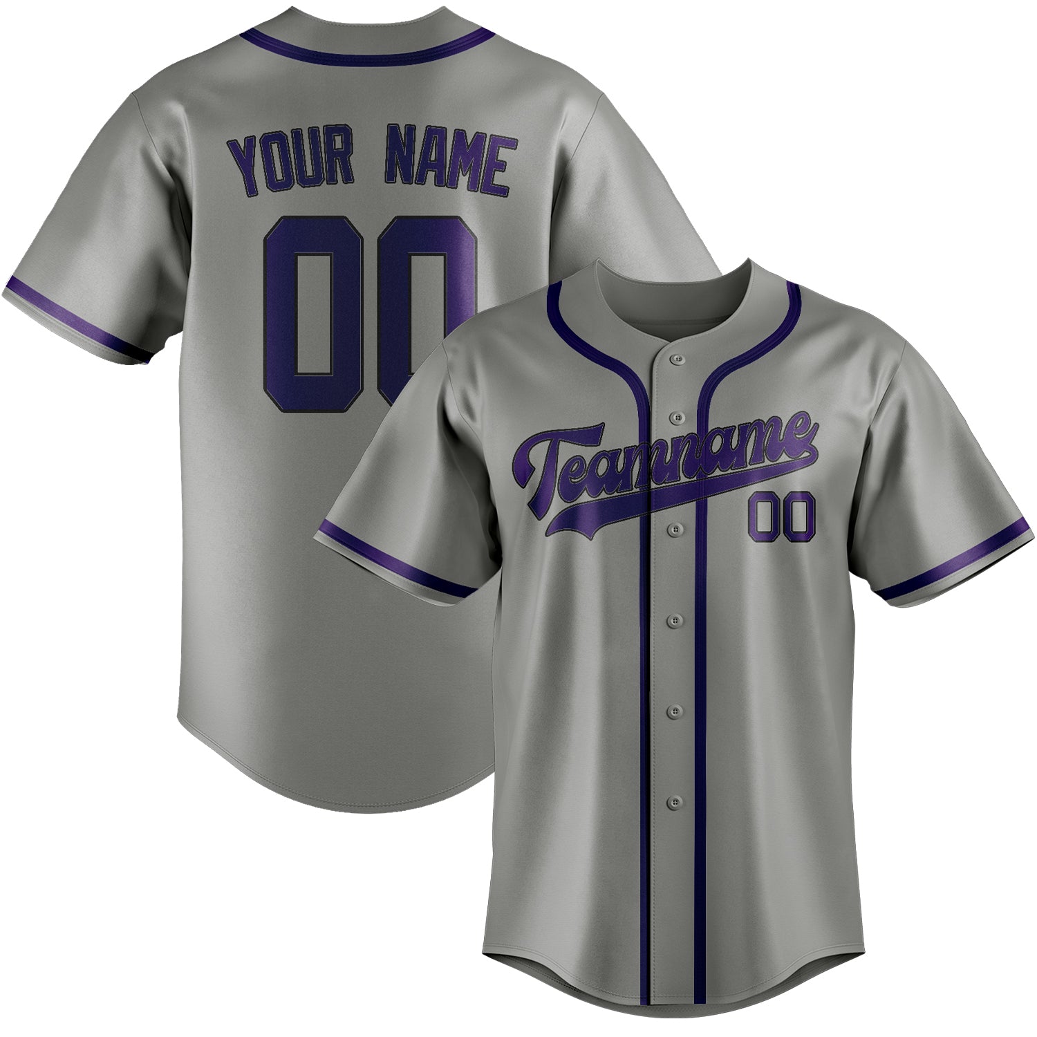 Custom Gray Purple Baseball Jersey