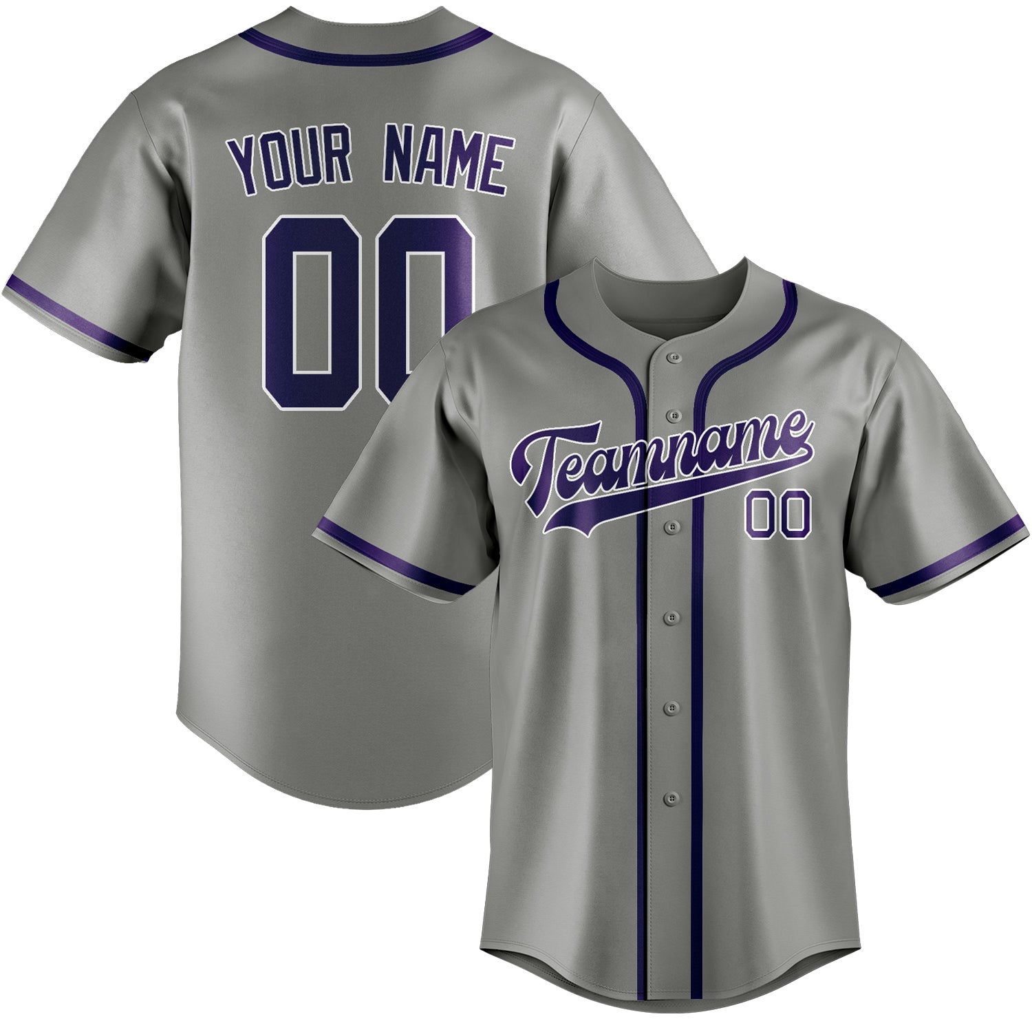 Custom Gray Purple Baseball Jersey