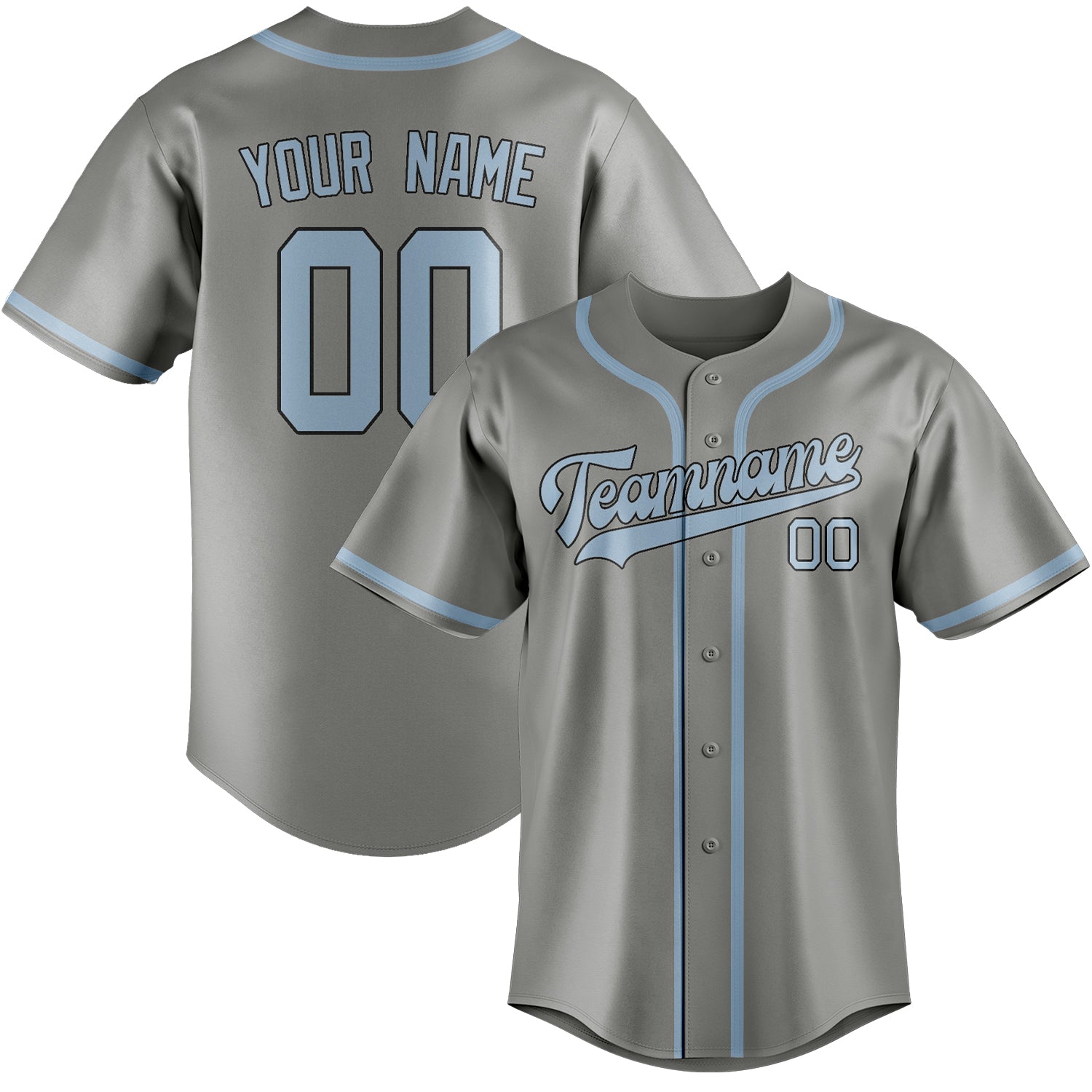 Custom Gray Light Blue Baseball Jersey