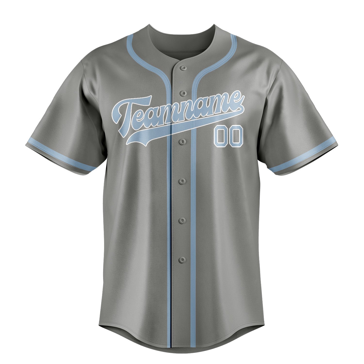 Custom Gray Light Blue Baseball Jersey