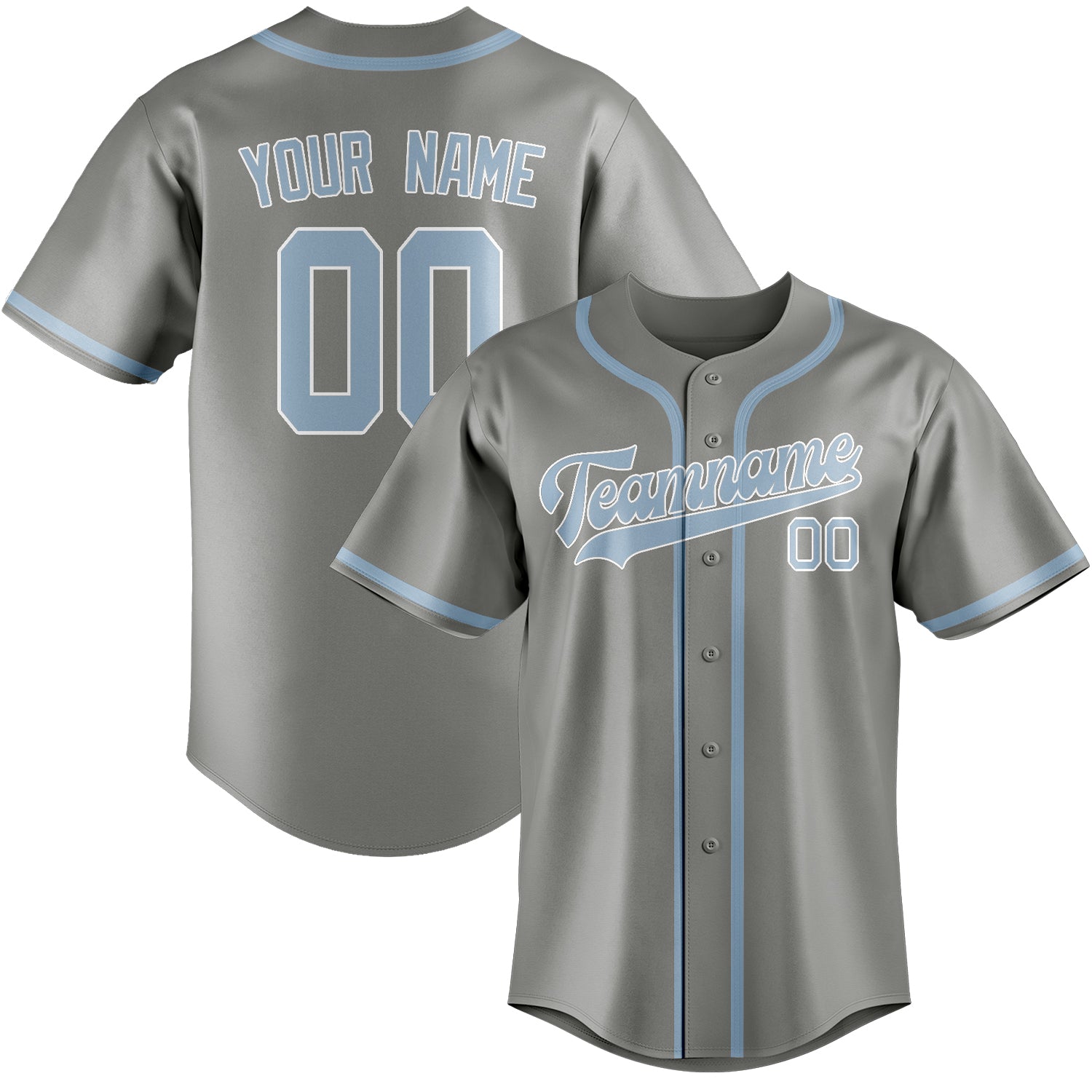 Custom Gray Light Blue Baseball Jersey