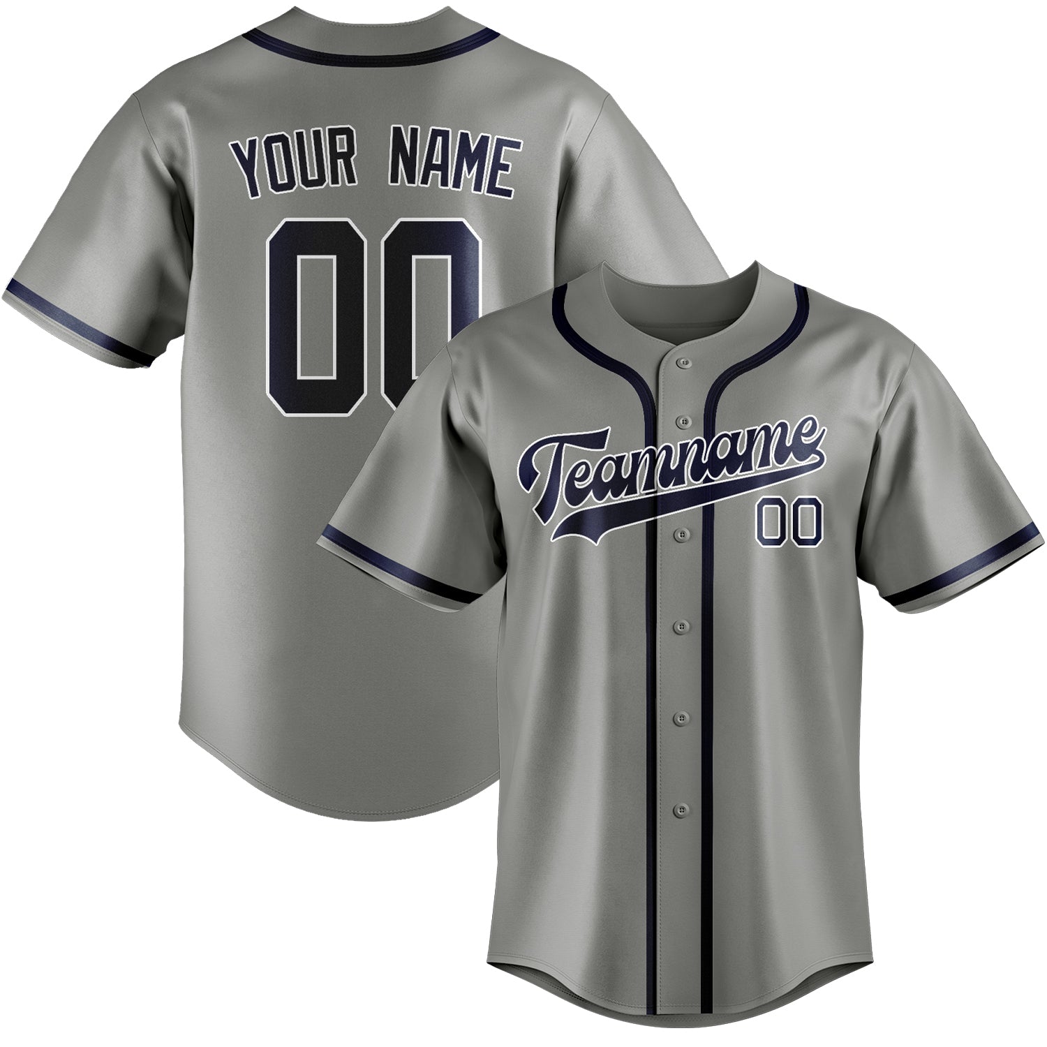Custom Gray Blue Baseball Jersey