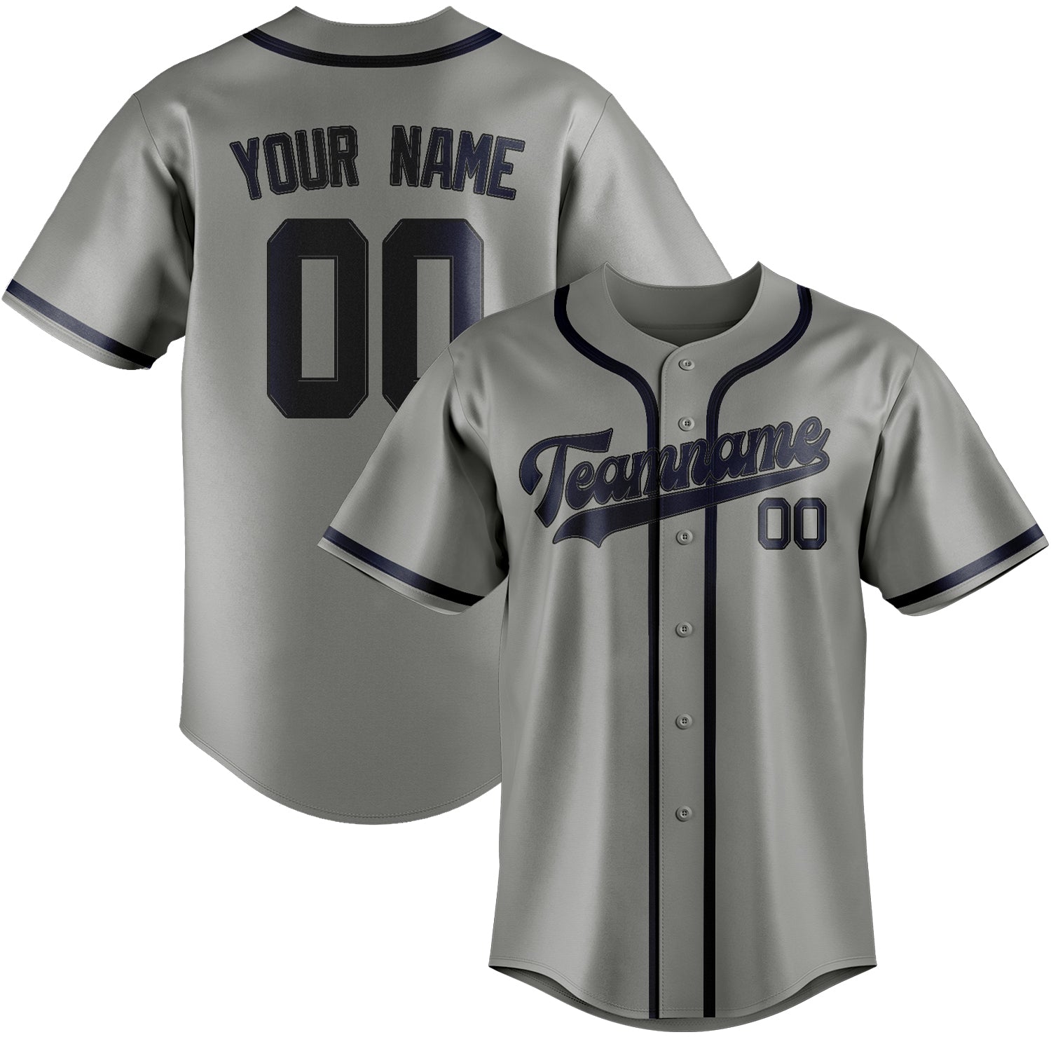 Custom Gray Navy Baseball Jersey