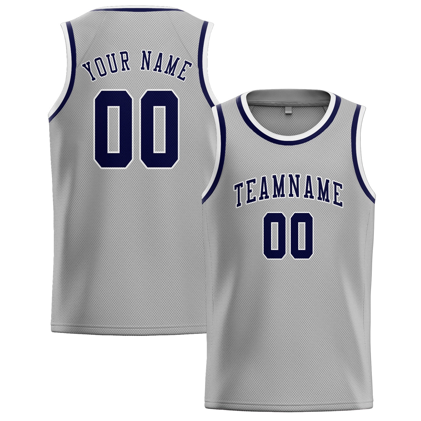 Custom Gray Navy Basketball Jersey